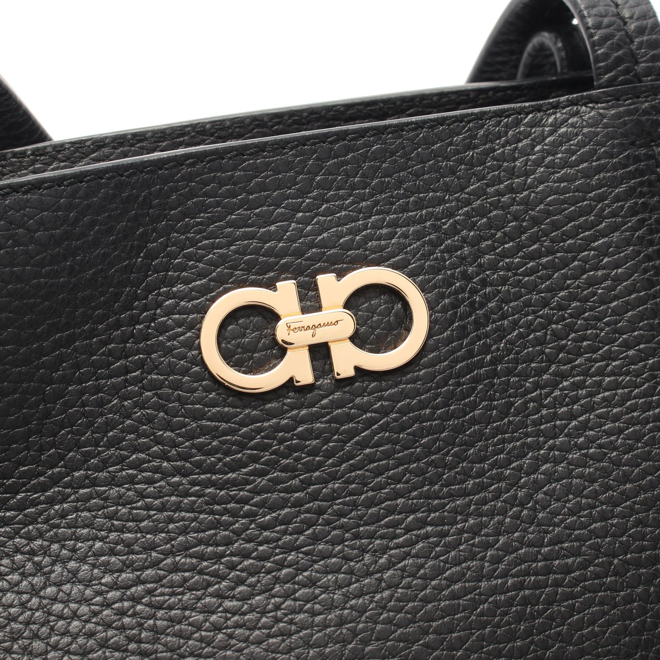 Salvatore Ferragamo Salvatore Ferragamo Double Gancini Handbag Tote Bag Leather Black Size ONE SIZE - 8 Thumbnail