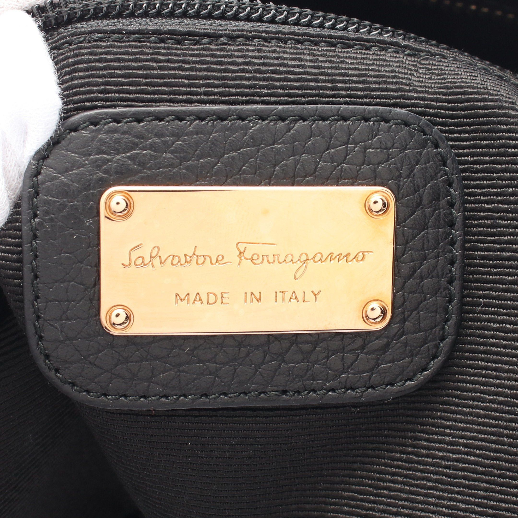 Salvatore Ferragamo Salvatore Ferragamo Double Gancini Handbag Tote Bag Leather Black Size ONE SIZE - 4 Thumbnail