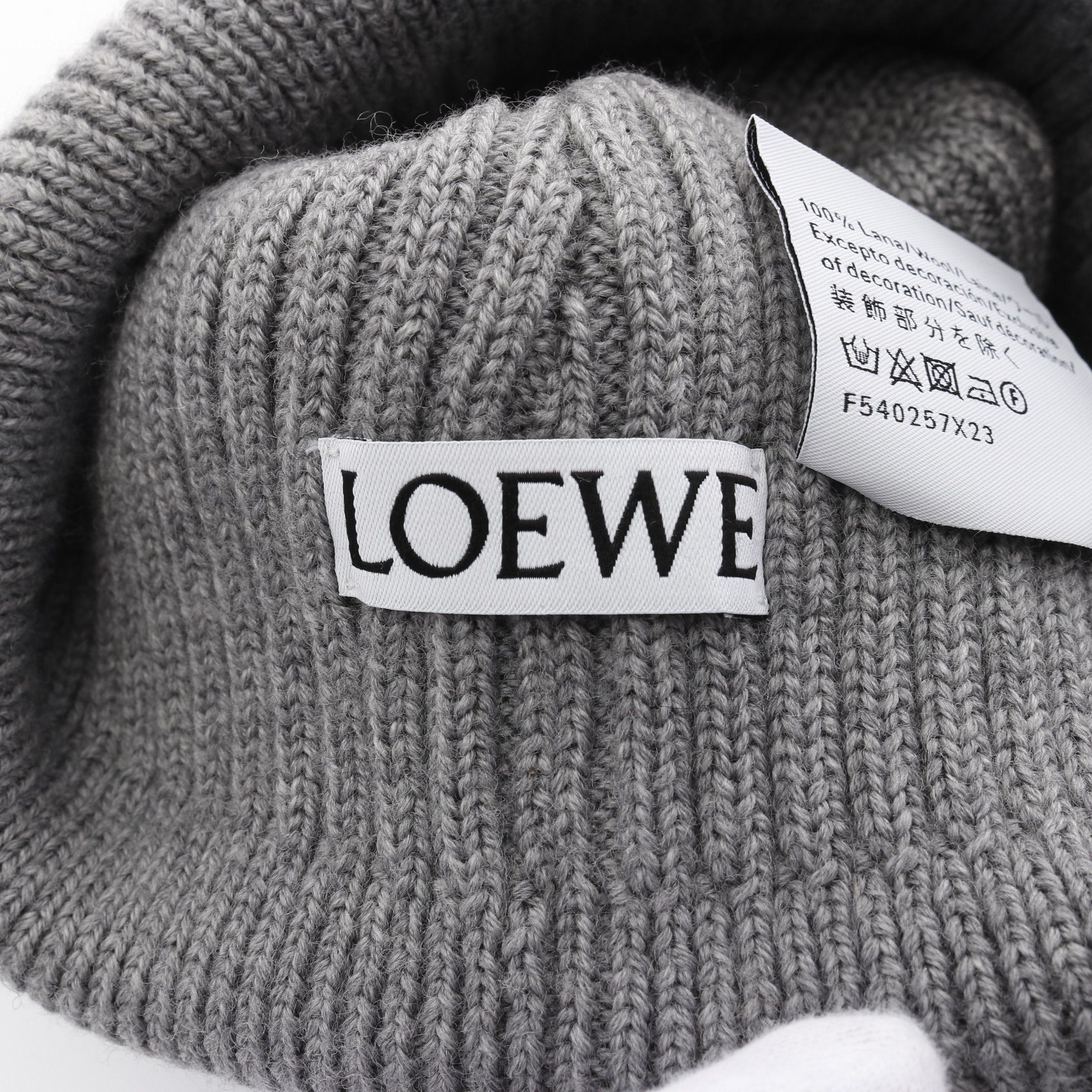 Loewe Loewe Knit Cap Beanie Logo Embroidery Wool Gray Size ONE SIZE - 4 Thumbnail