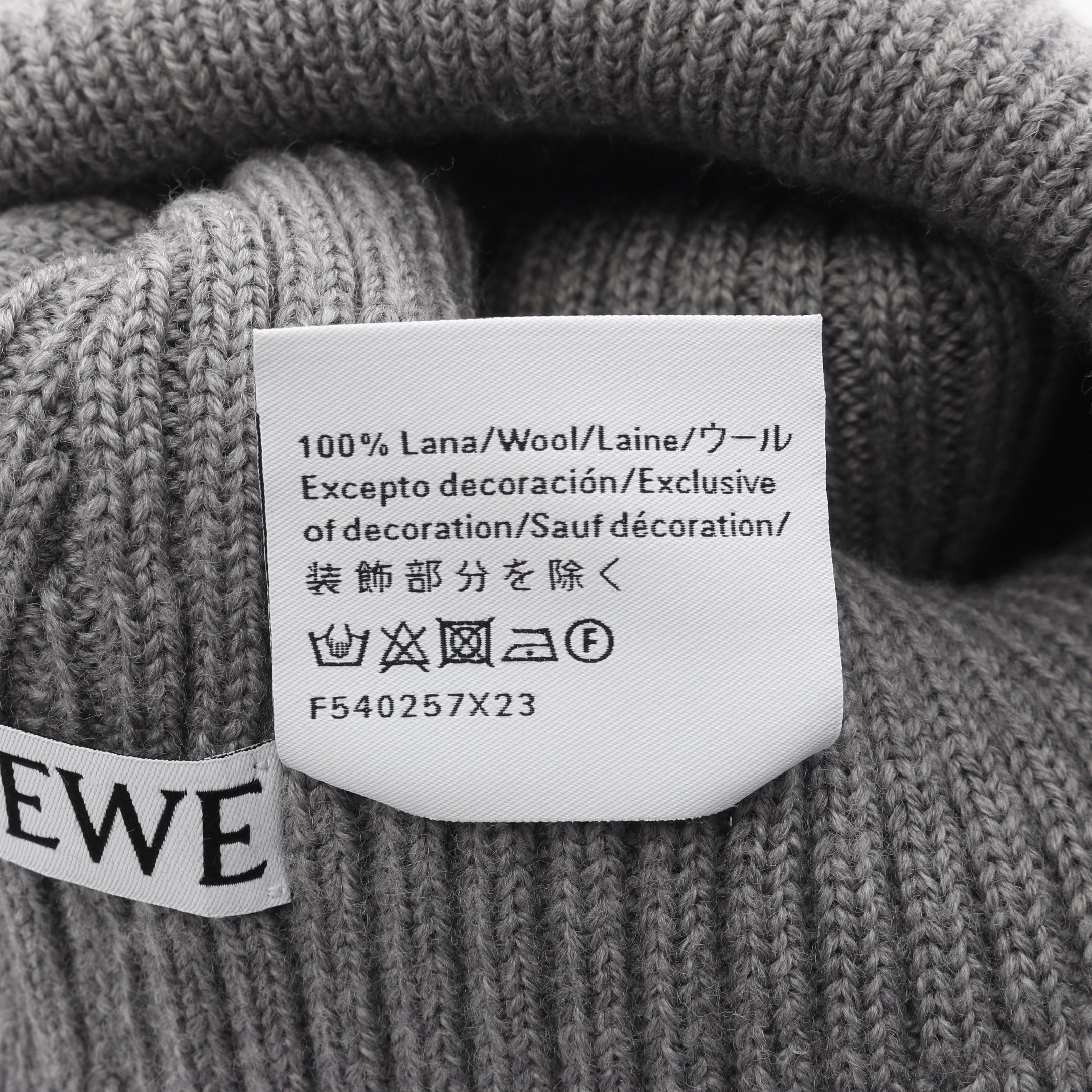 Loewe Loewe Knit Cap Beanie Logo Embroidery Wool Gray Size ONE SIZE - 5 Thumbnail