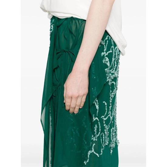 Dries Van Noten DRIES VAN NOTEN Women Mid Skirts 1487 010843 604 GREEN Size 28" / US 6 / IT 42 - 4 Thumbnail