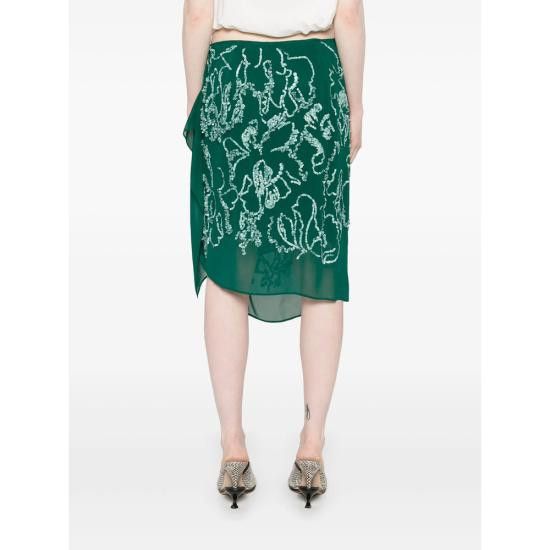 Dries Van Noten DRIES VAN NOTEN Women Mid Skirts 1487 010843 604 GREEN Size 28" / US 6 / IT 42 - 2 Thumbnail