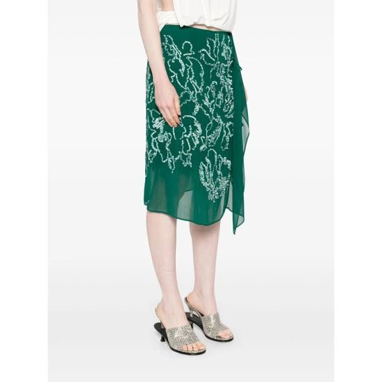 Dries Van Noten DRIES VAN NOTEN Women Mid Skirts 1487 010843 604 GREEN Size 28" / US 6 / IT 42 - 3 Thumbnail
