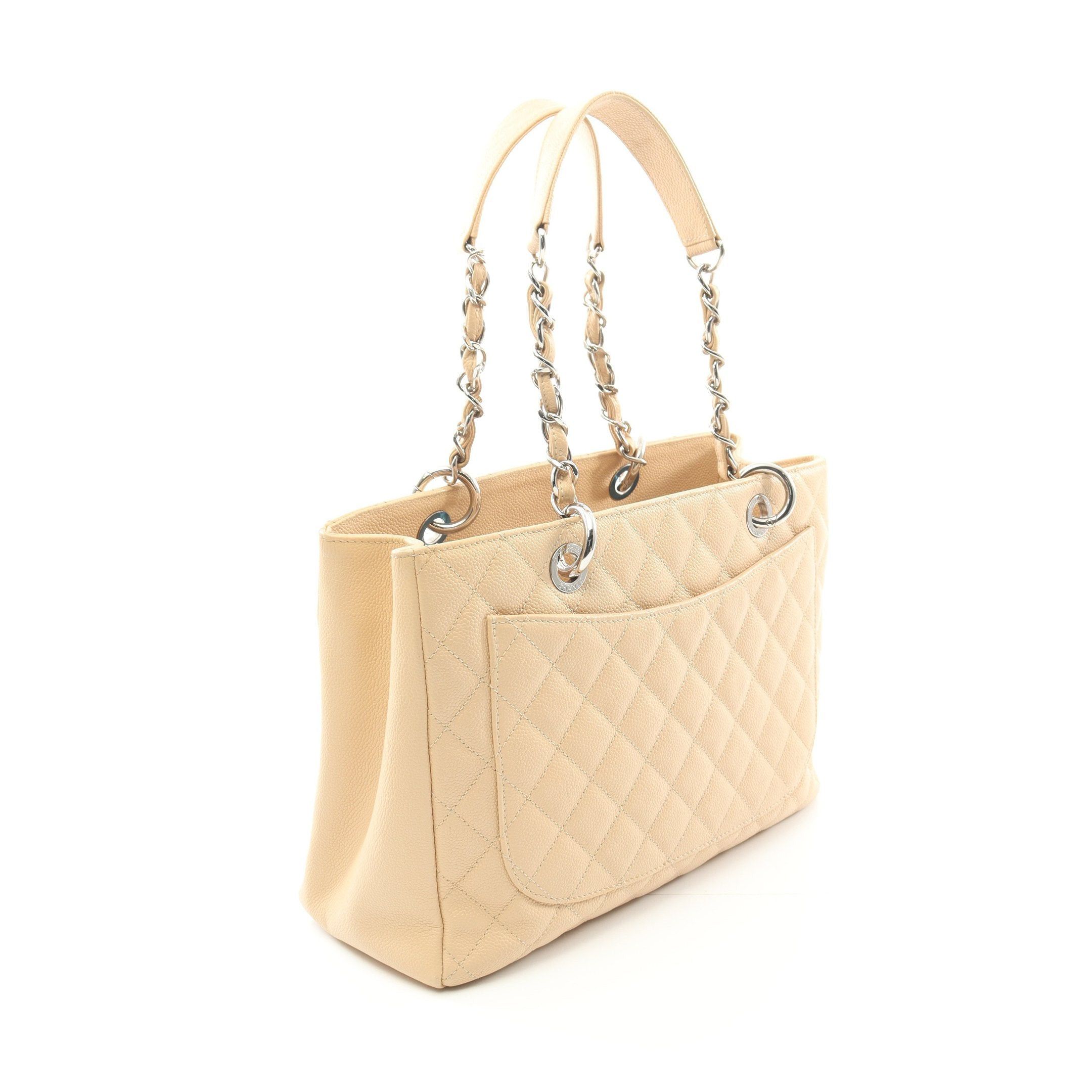 Chanel Chanel Matelasse Grand Shopping Gst Chain Shoulder Bag Tote Caviar Skin Beige Silver Hardware Size ONE SIZE - 2 Thumbnail