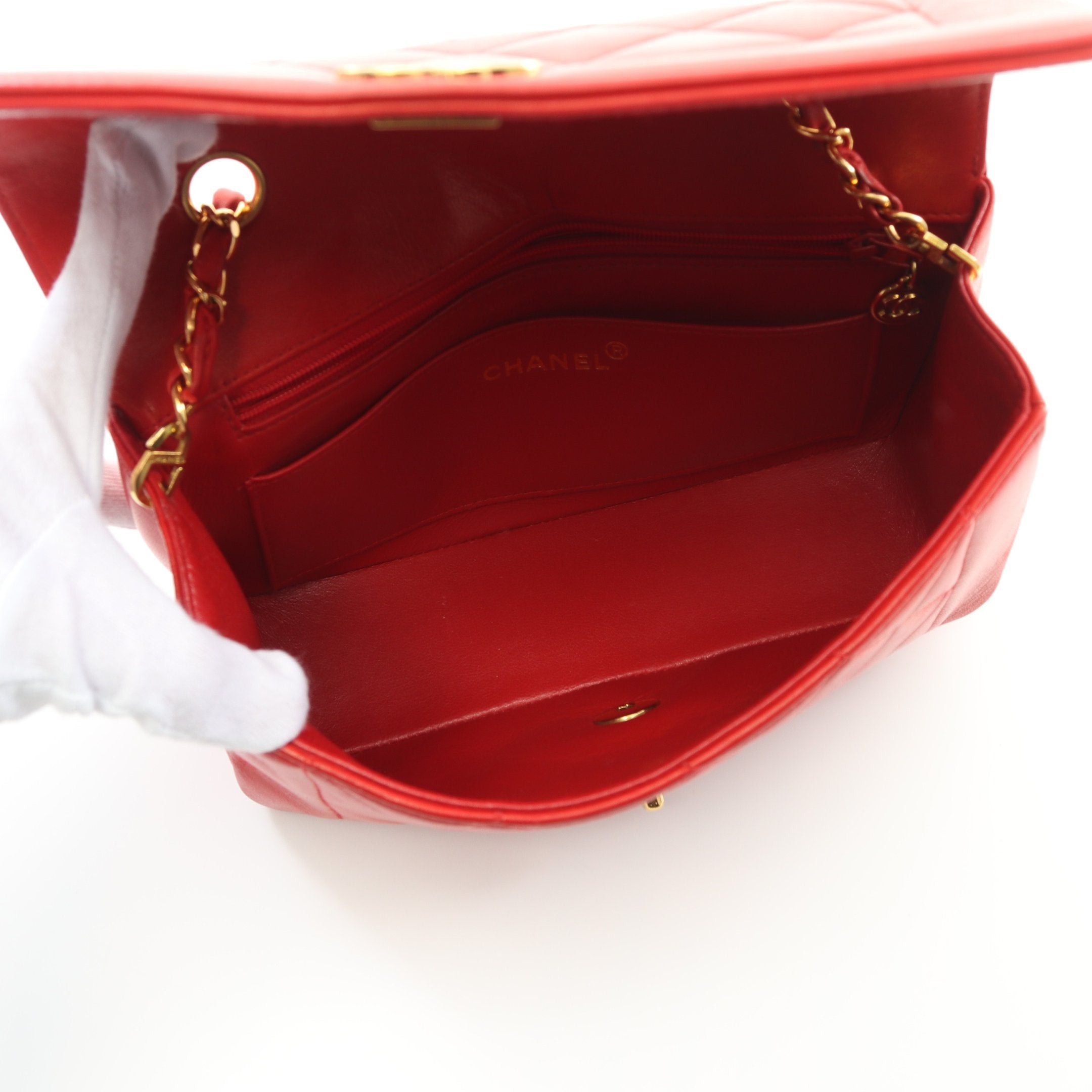 Chanel Chanel Matelasse Diana Flap Chain Shoulder Bag Lambskin Red Gold Hardware Size ONE SIZE - 3 Thumbnail