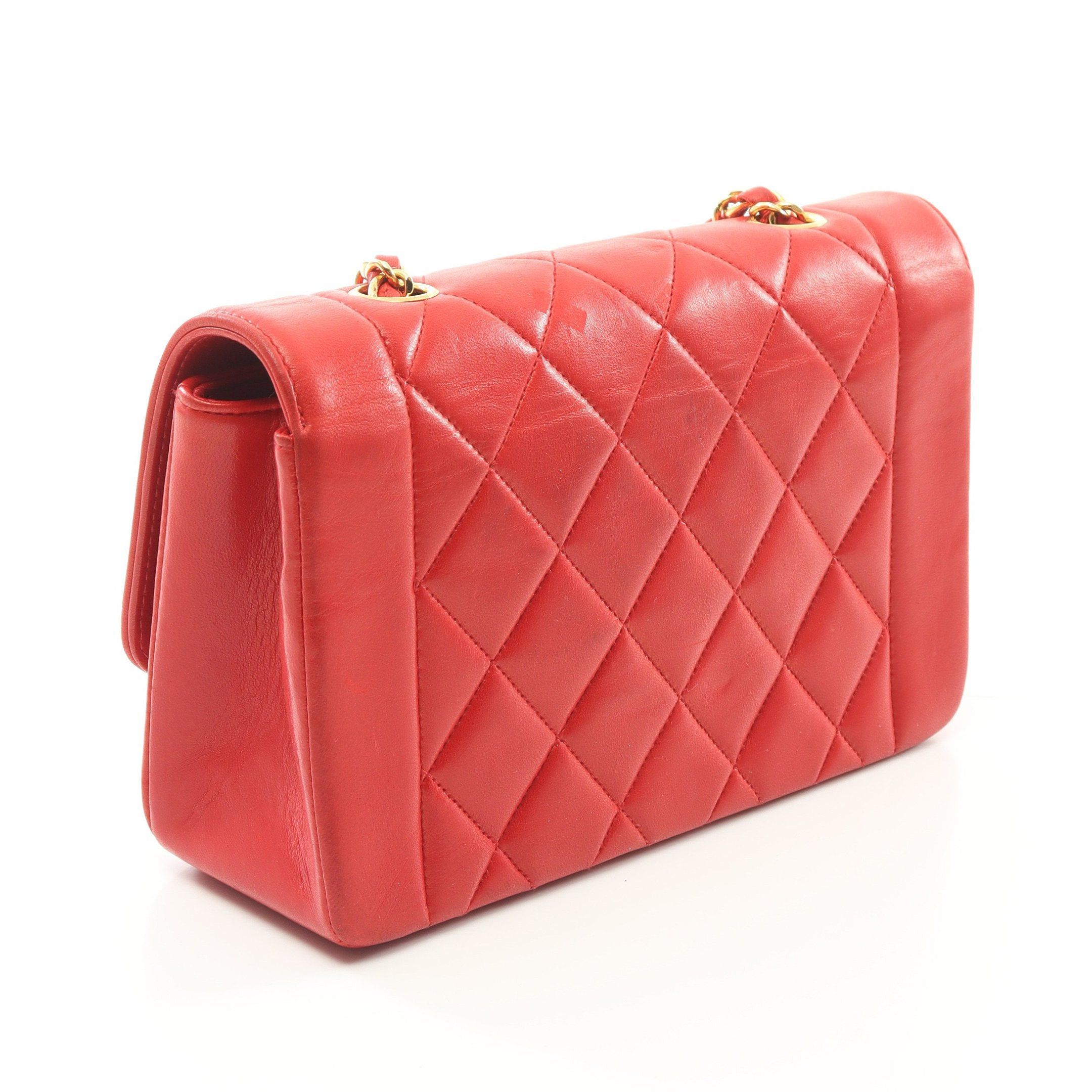 Chanel Chanel Matelasse Diana Flap Chain Shoulder Bag Lambskin Red Gold Hardware Size ONE SIZE - 2 Thumbnail