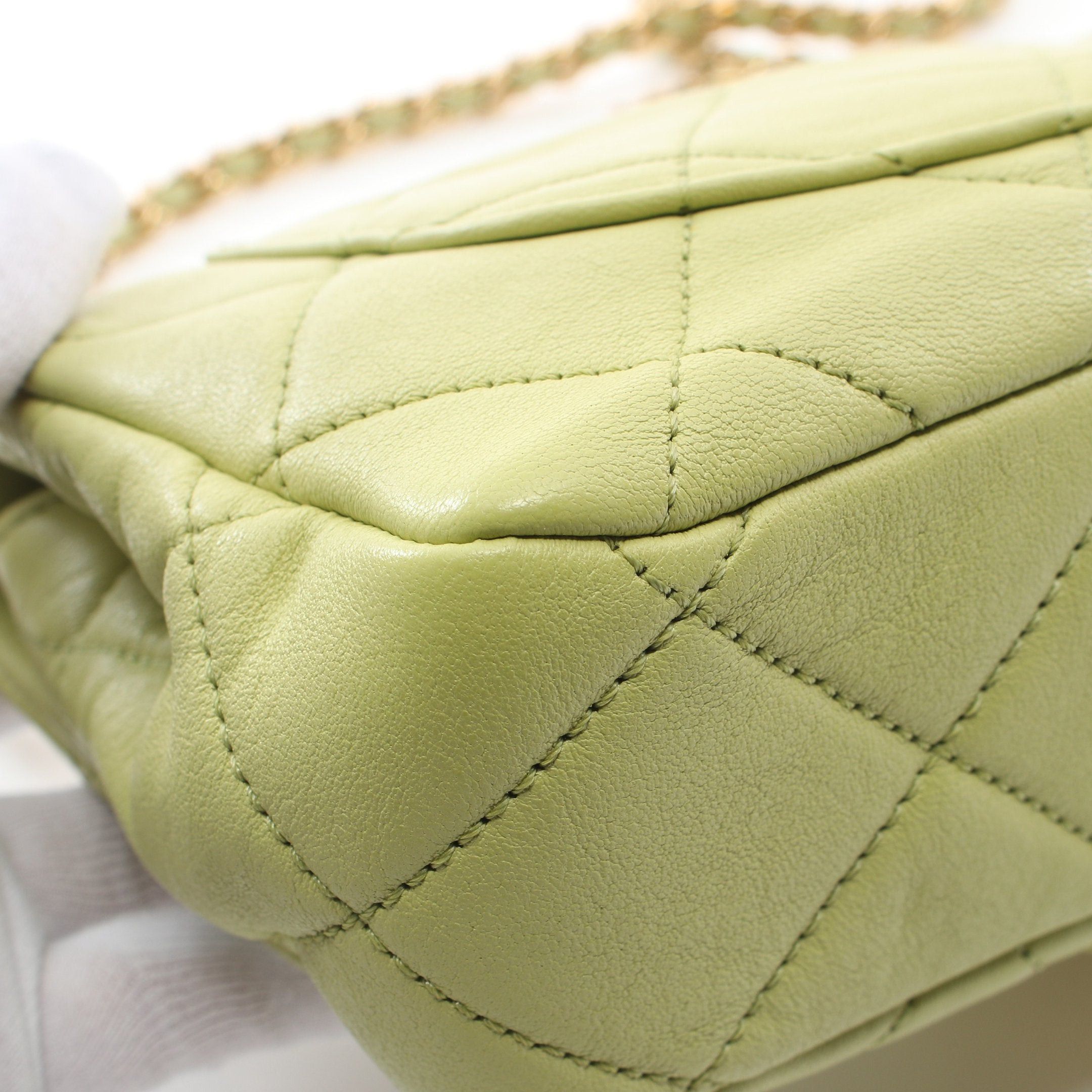 Chanel Chanel Mini Matelasse Top Handle Chain Shoulder Bag Lambskin Light Green Gold Hardware Size ONE SIZE - 6 Thumbnail
