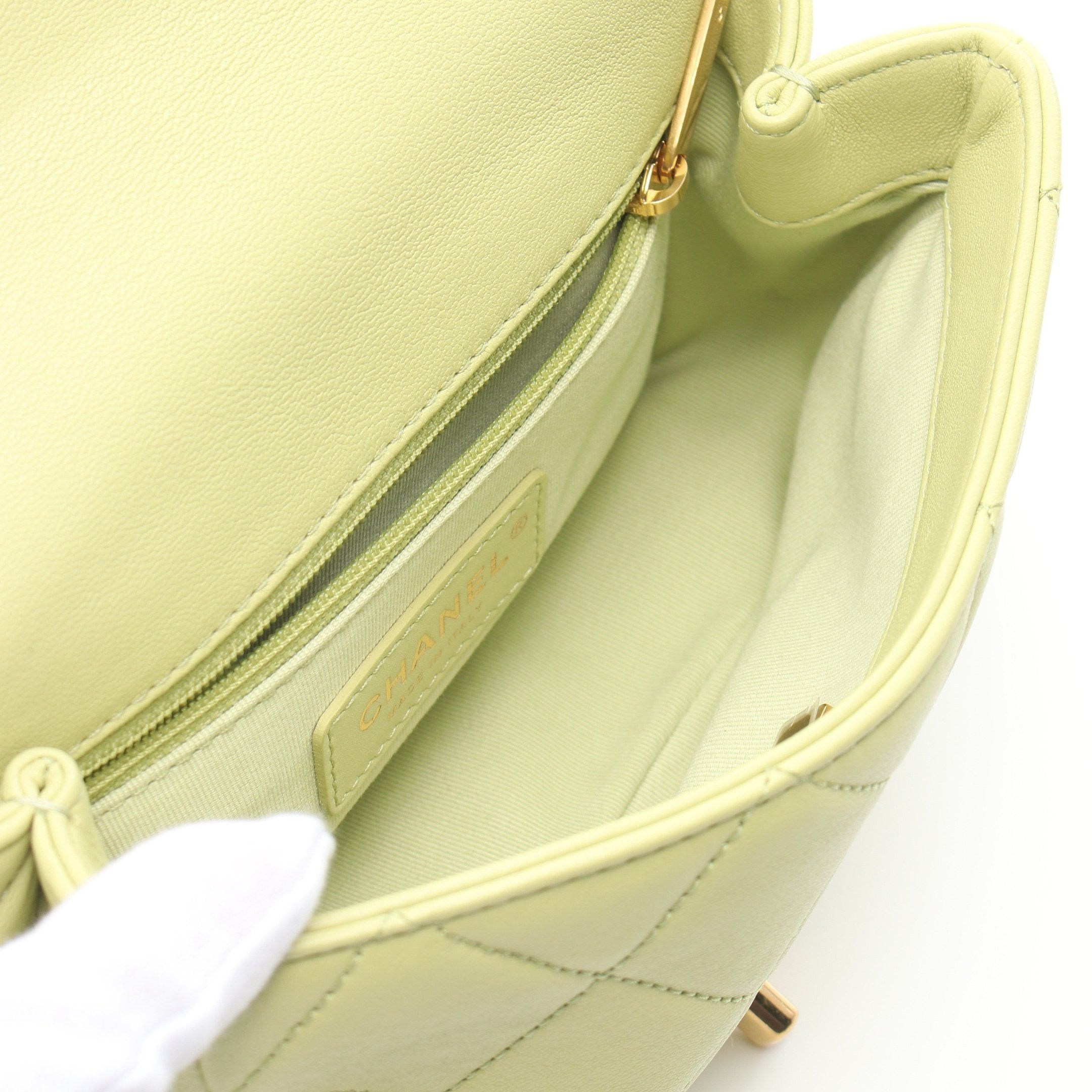 Chanel Chanel Mini Matelasse Top Handle Chain Shoulder Bag Lambskin Light Green Gold Hardware Size ONE SIZE - 3 Thumbnail