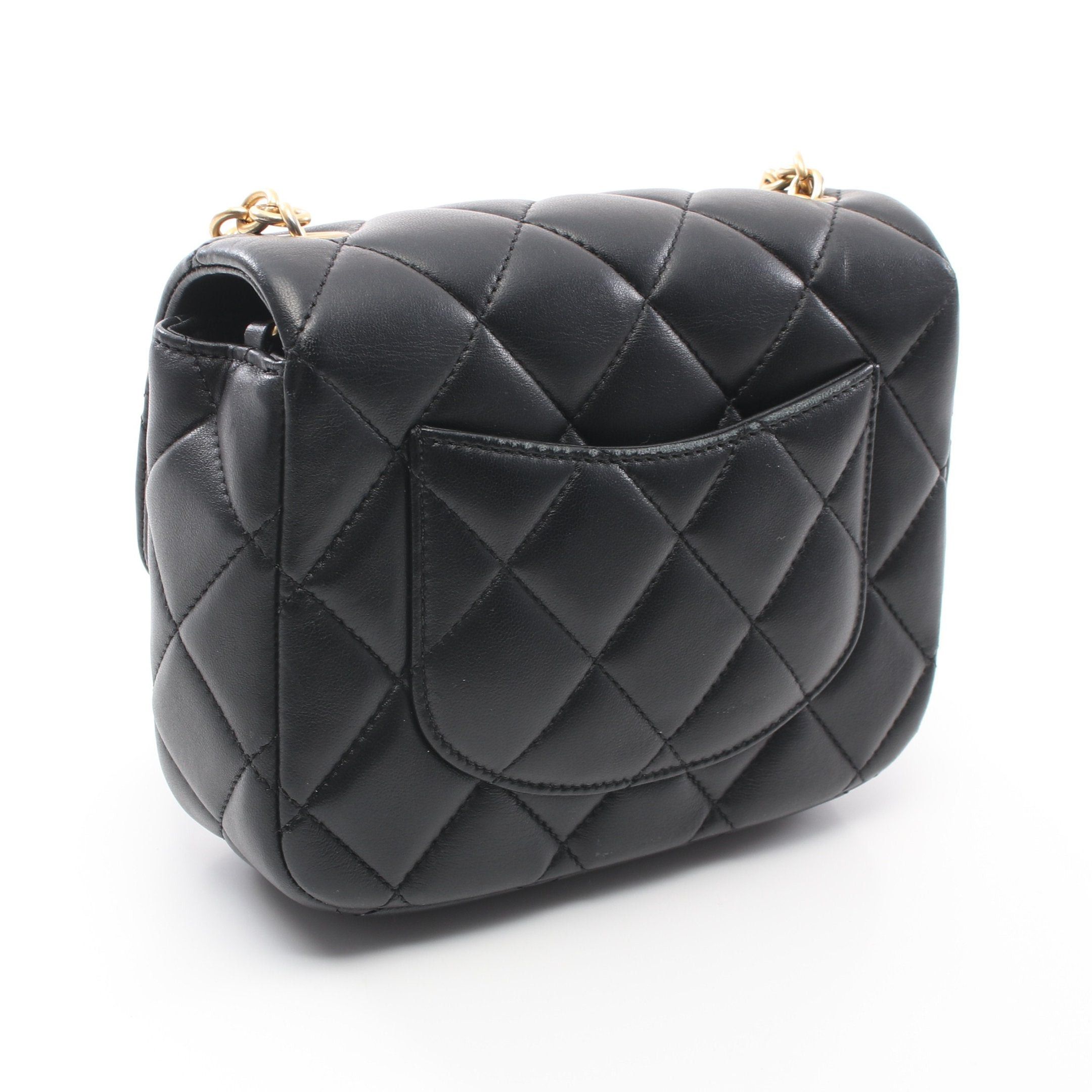Chanel Chanel Mini Matelasse Chain Shoulder Bag Lambskin Black Gold Hardware Size ONE SIZE - 2 Thumbnail
