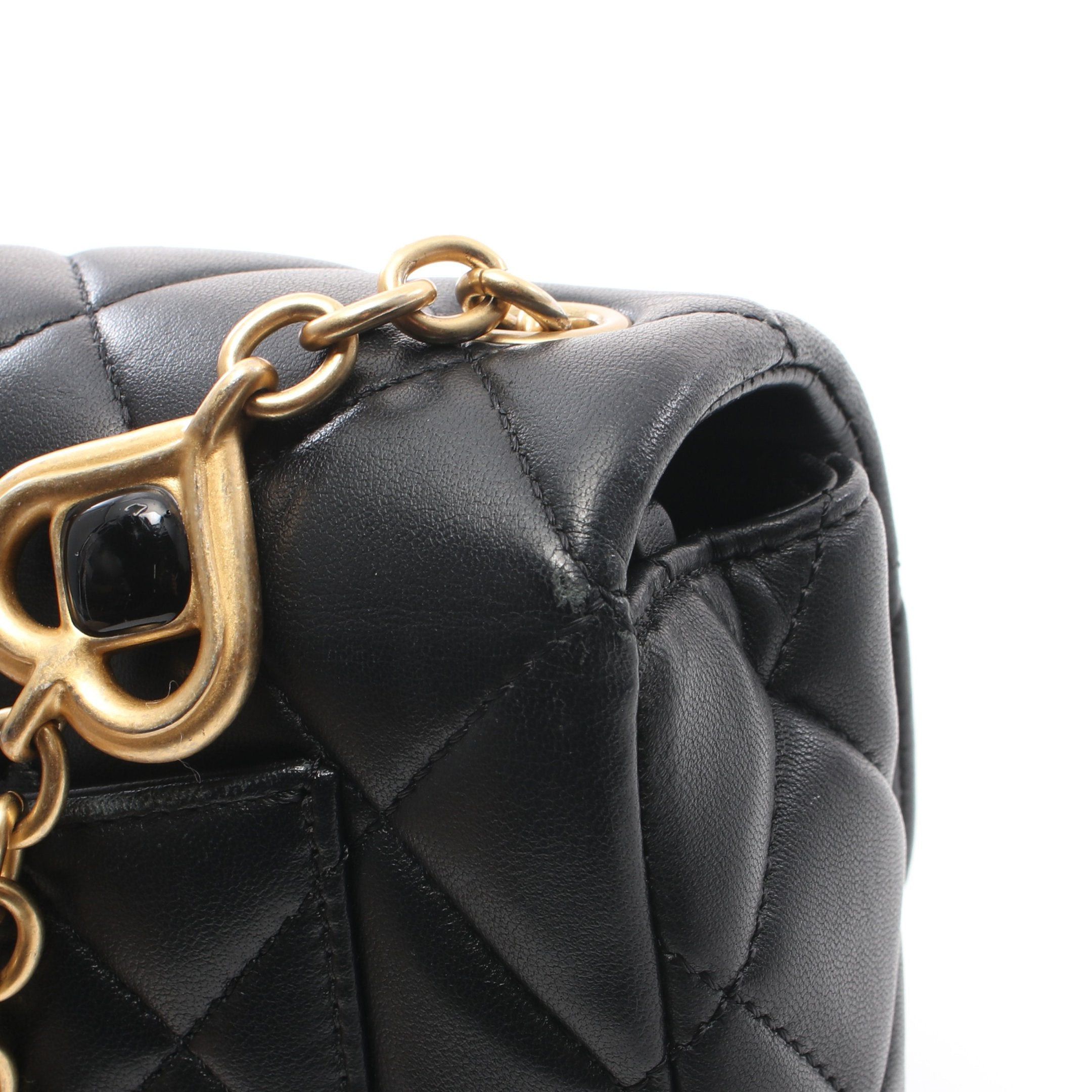 Chanel Chanel Mini Matelasse Chain Shoulder Bag Lambskin Black Gold Hardware Size ONE SIZE - 8 Thumbnail