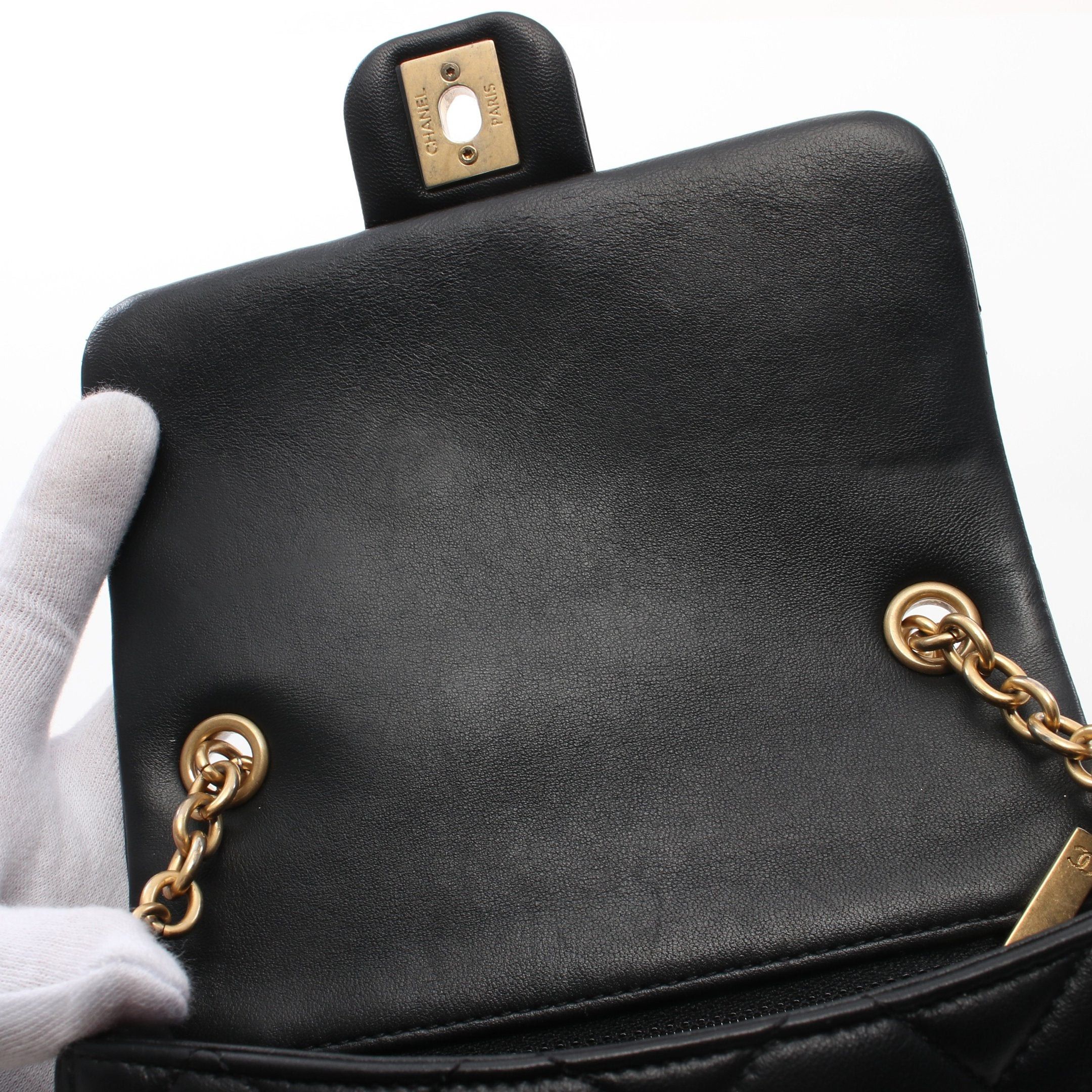 Chanel Chanel Mini Matelasse Chain Shoulder Bag Lambskin Black Gold Hardware Size ONE SIZE - 13 Thumbnail