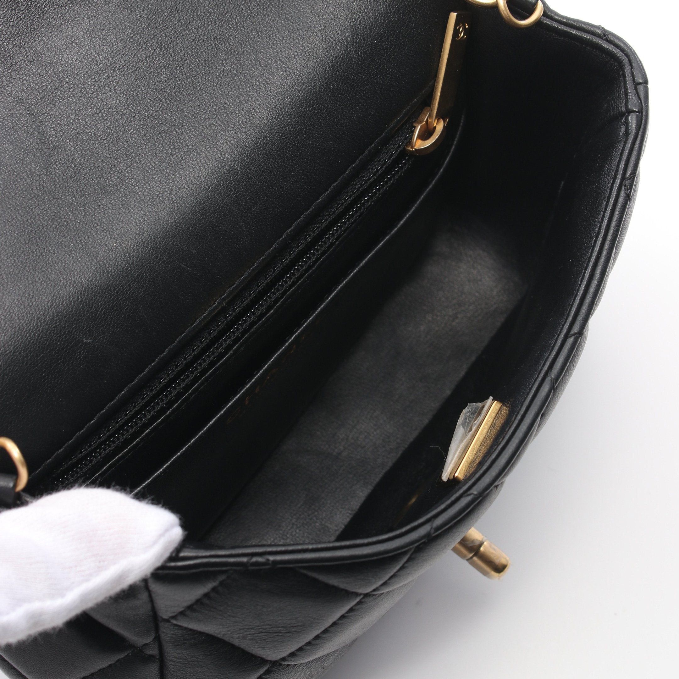 Chanel Chanel Mini Matelasse Chain Shoulder Bag Lambskin Black Gold Hardware Size ONE SIZE - 3 Thumbnail