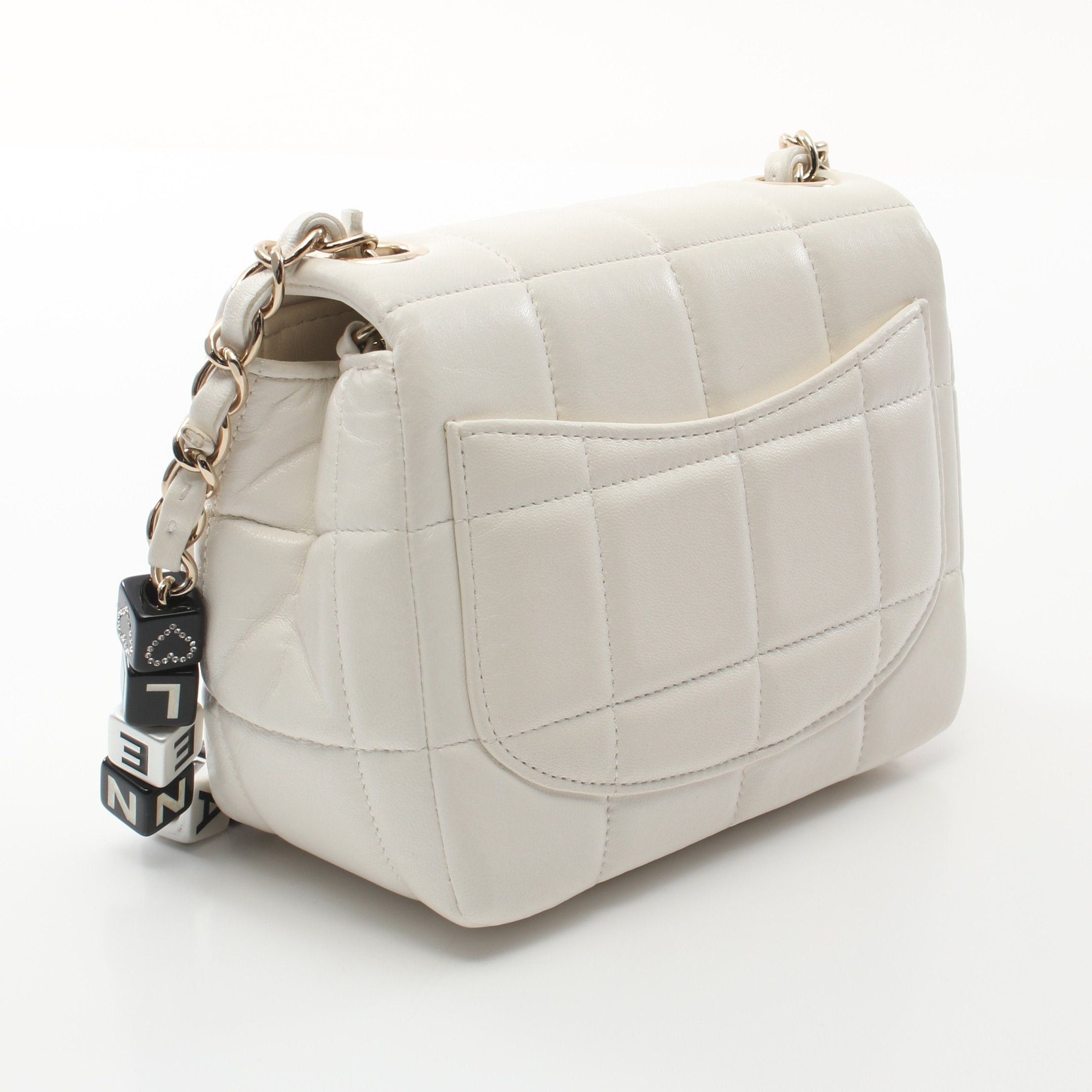 Chanel Chanel Chocolate Bar Mini Flap Chain Shoulder Bag Lambskin White Gold Hardware Size ONE SIZE - 2 Thumbnail