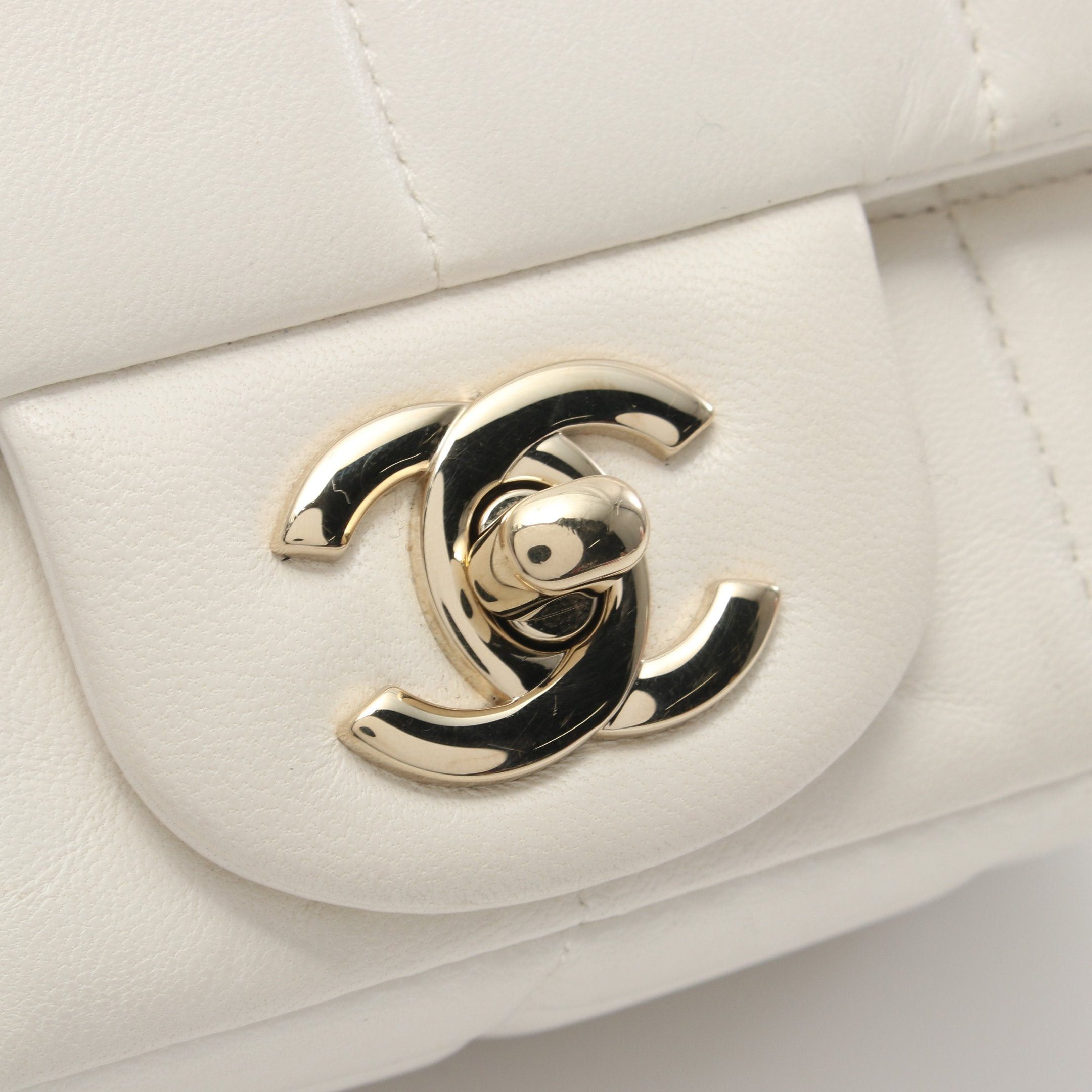 Chanel Chanel Chocolate Bar Mini Flap Chain Shoulder Bag Lambskin White Gold Hardware Size ONE SIZE - 10 Thumbnail
