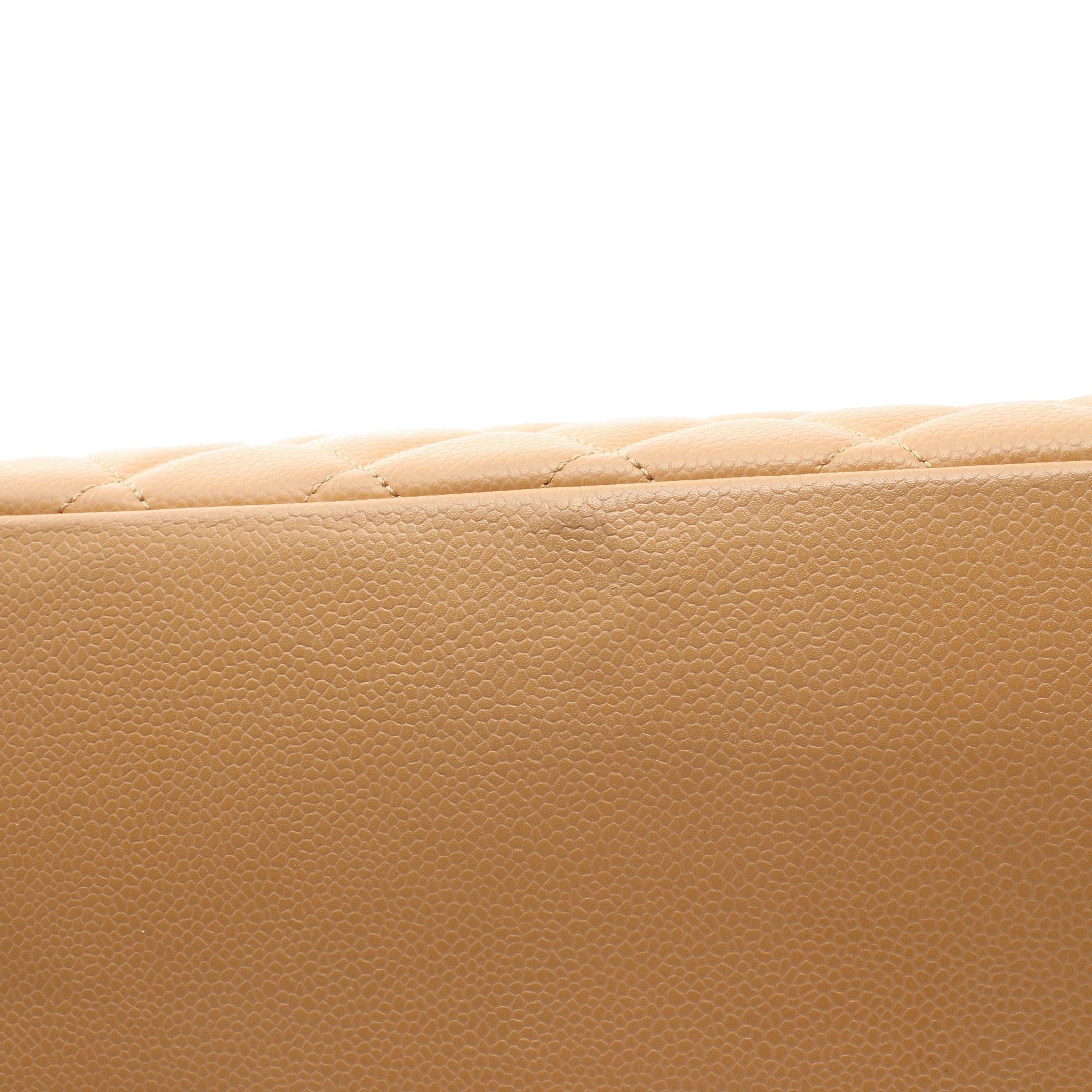 Chanel Chanel Matelasse Grand Shopping Gst Chain Shoulder Bag Tote Caviar Skin Light Brown Gold Hardware Size ONE SIZE - 12 Thumbnail