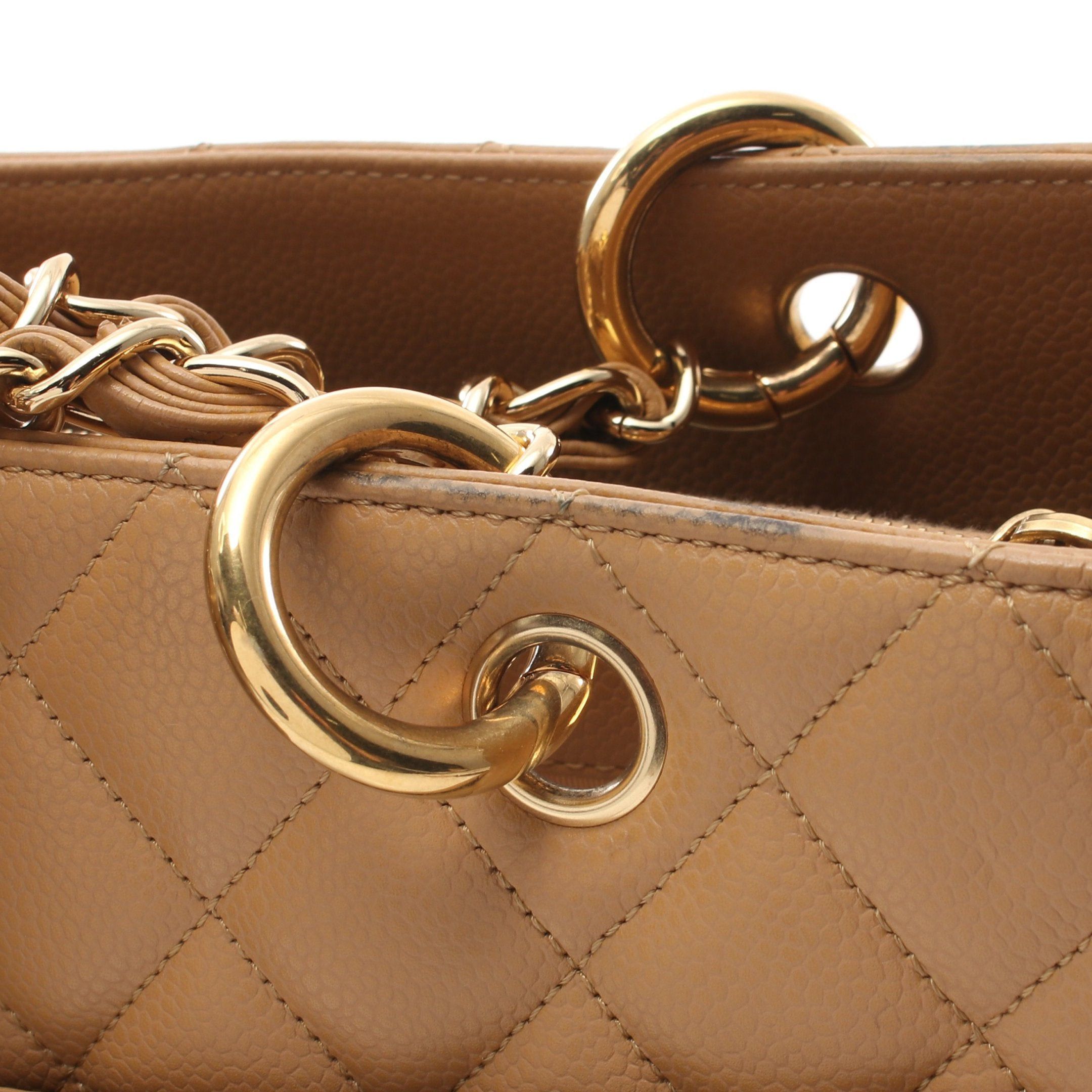 Chanel Chanel Matelasse Grand Shopping Gst Chain Shoulder Bag Tote Caviar Skin Light Brown Gold Hardware Size ONE SIZE - 6 Thumbnail