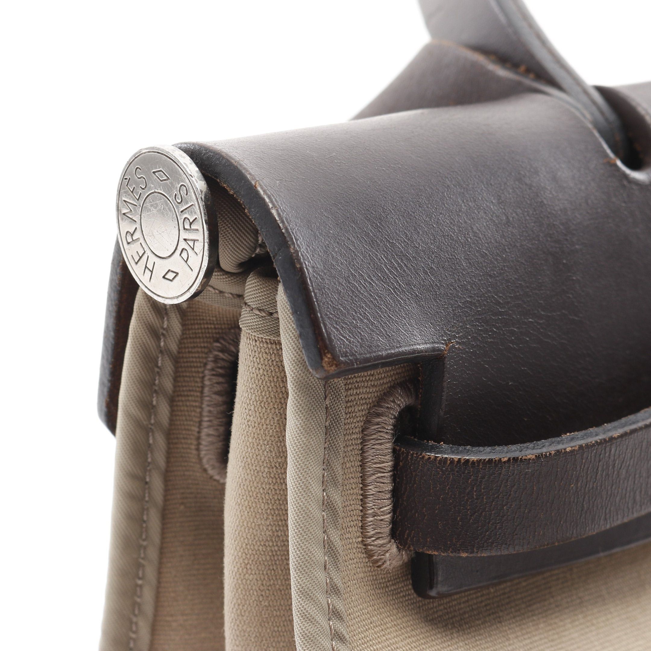 Hermes Hermes Herbag Zip Pm Handbag Toile Officier Vache Hunter Beige Dark Brown Silver Hardware Stamp Size ONE SIZE - 8 Thumbnail