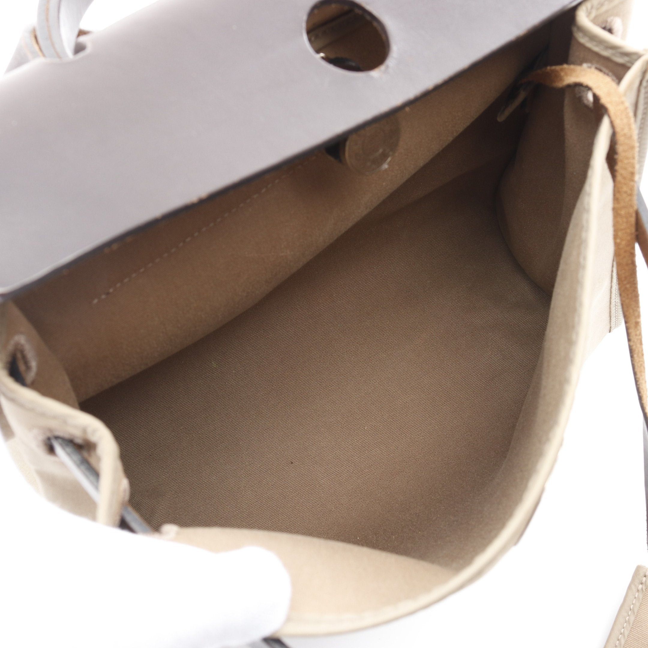 Hermes Hermes Herbag Zip Pm Handbag Toile Officier Vache Hunter Beige Dark Brown Silver Hardware Stamp Size ONE SIZE - 3 Thumbnail