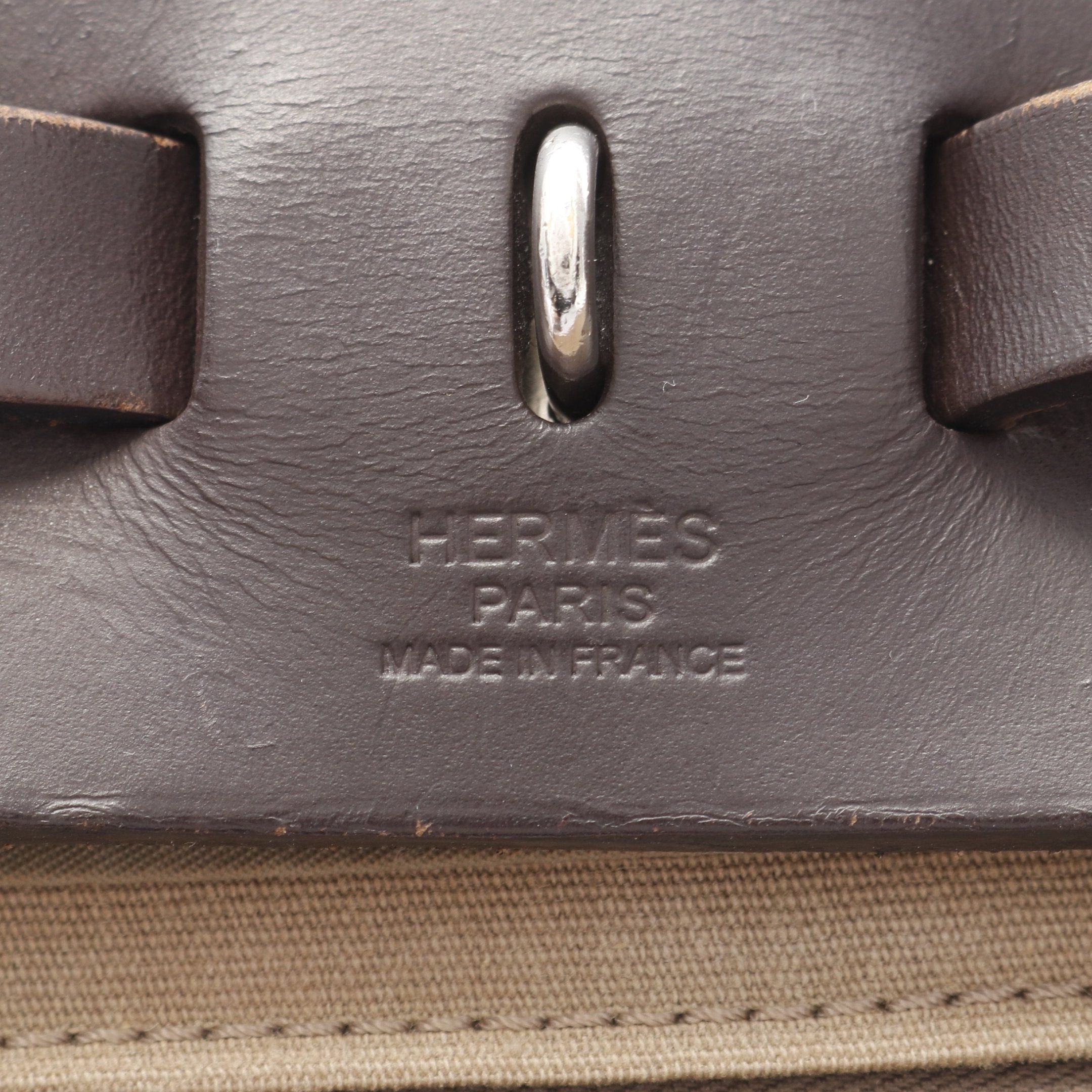Hermes Hermes Herbag Zip Pm Handbag Toile Officier Vache Hunter Beige Dark Brown Silver Hardware Stamp Size ONE SIZE - 4 Thumbnail