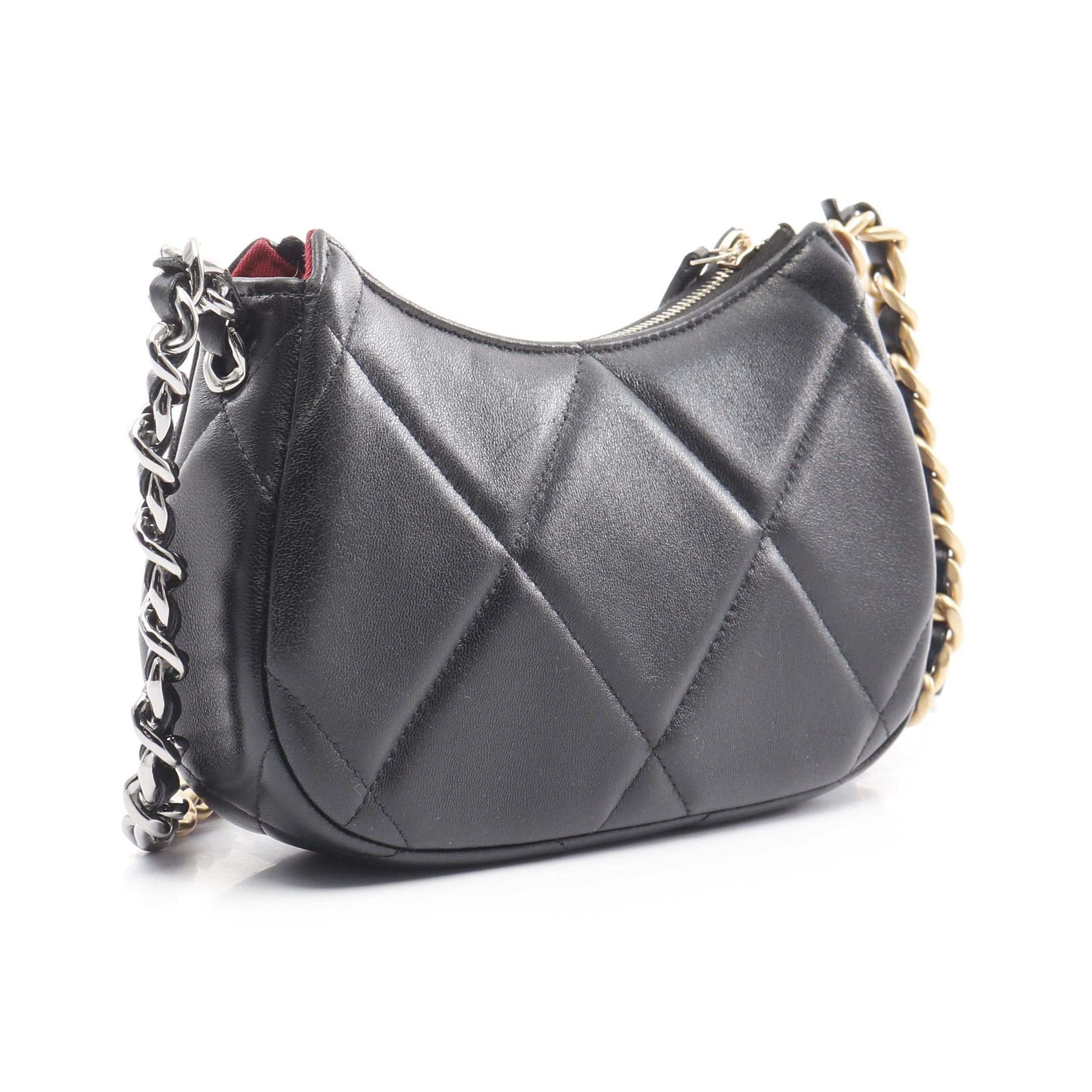 Chanel Chanel Chanel 19 Matelasse Small Hobo Chain Shoulder Bag Leather Black Combination Metal Fittings Size ONE SIZE - 2 Thumbnail