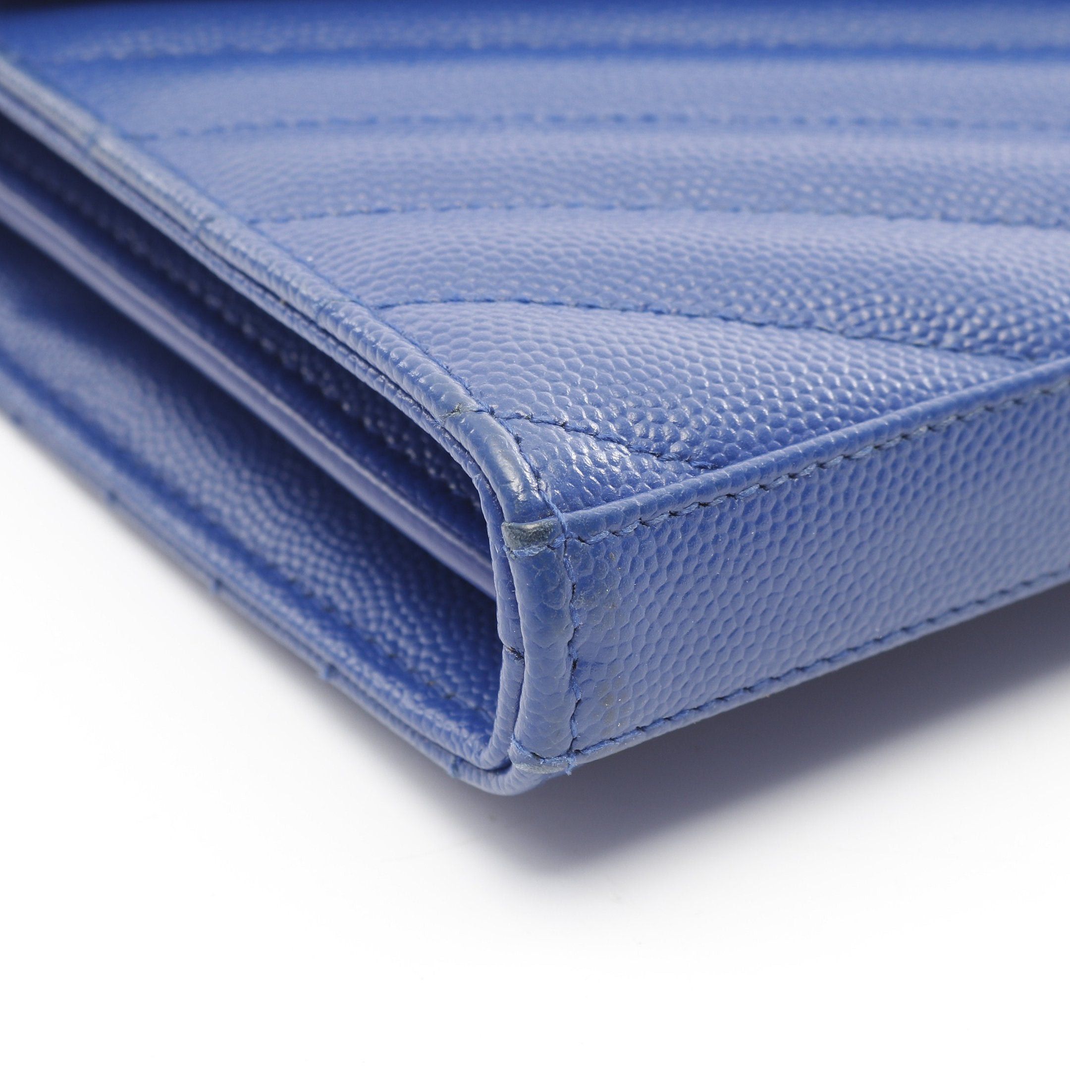 Yves Saint Laurent Yves Saint Laurent Cassandra Classic Chain Wallet Leather Blue Size ONE SIZE - 5 Thumbnail