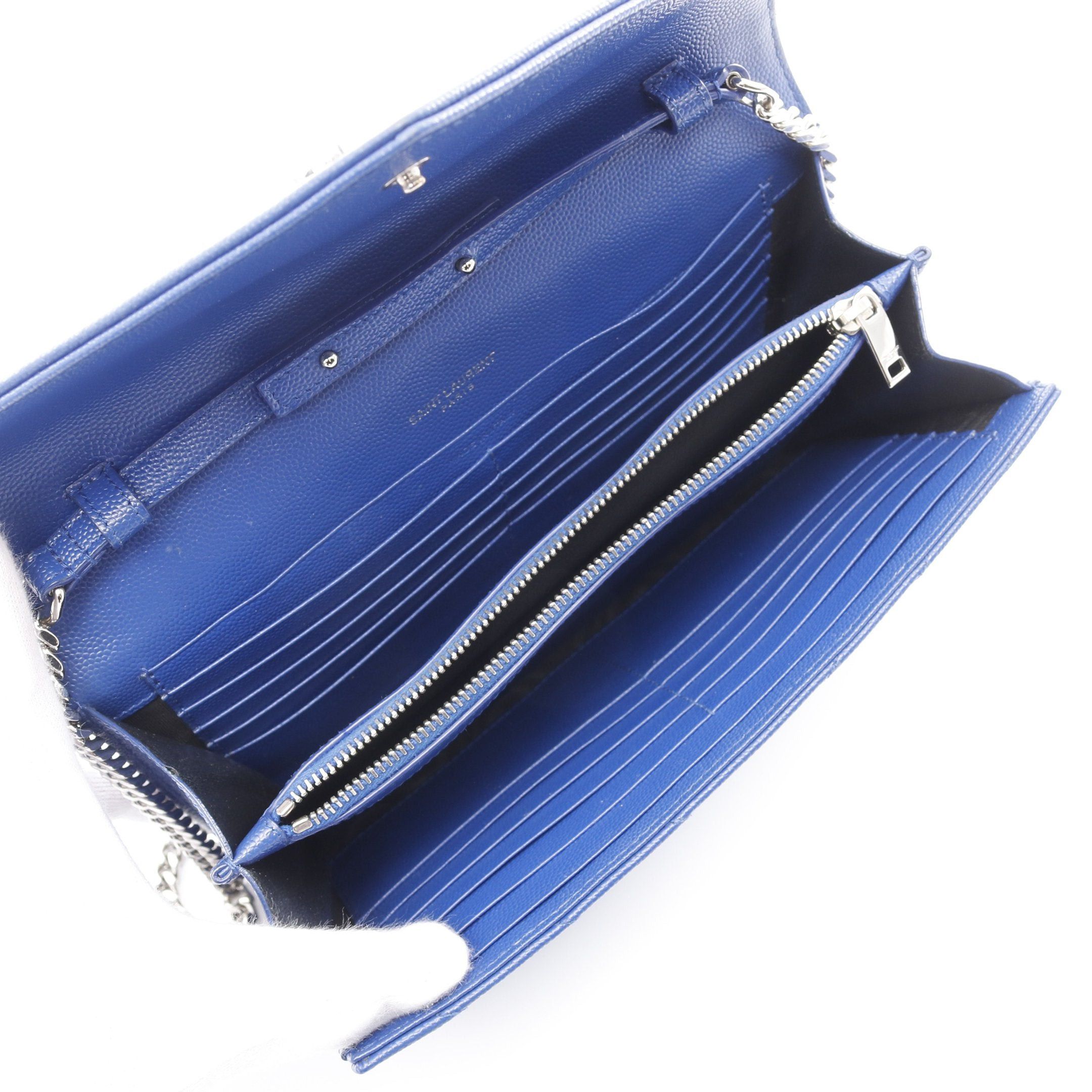 Yves Saint Laurent Yves Saint Laurent Cassandra Classic Chain Wallet Leather Blue Size ONE SIZE - 3 Thumbnail