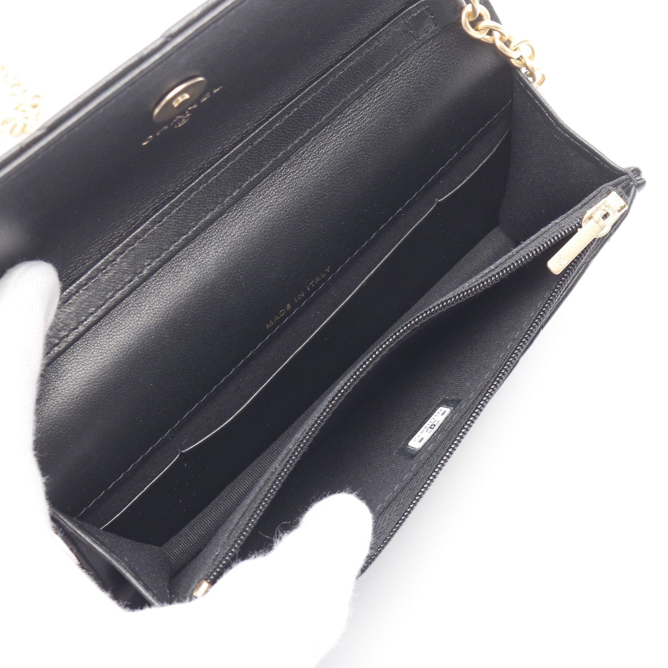 Chanel Chanel Matelasse Chain Wallet Lambskin Black Gold Hardware Size ONE SIZE - 3 Thumbnail