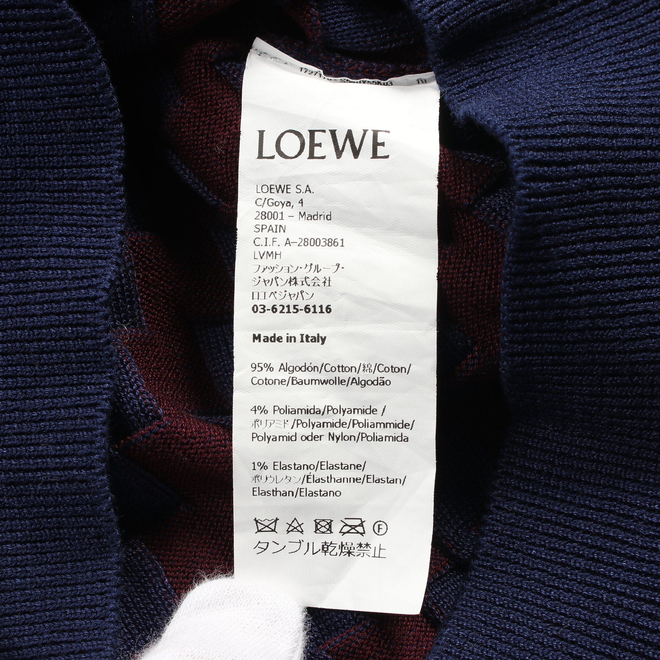 Loewe Loewe Polo Sweater Shirt Knit Short Sleeve All-Over Pattern Cotton Navy Bordeaux Size ONE SIZE - 4 Thumbnail