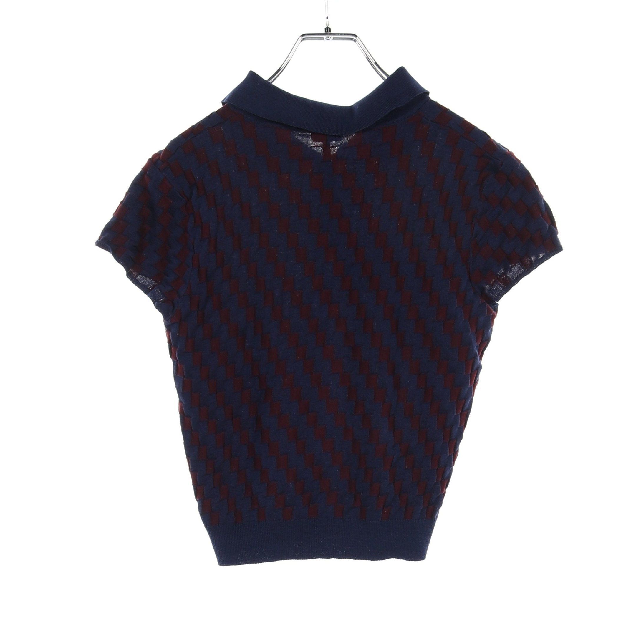 Loewe Loewe Polo Sweater Shirt Knit Short Sleeve All-Over Pattern Cotton Navy Bordeaux Size ONE SIZE - 2 Thumbnail