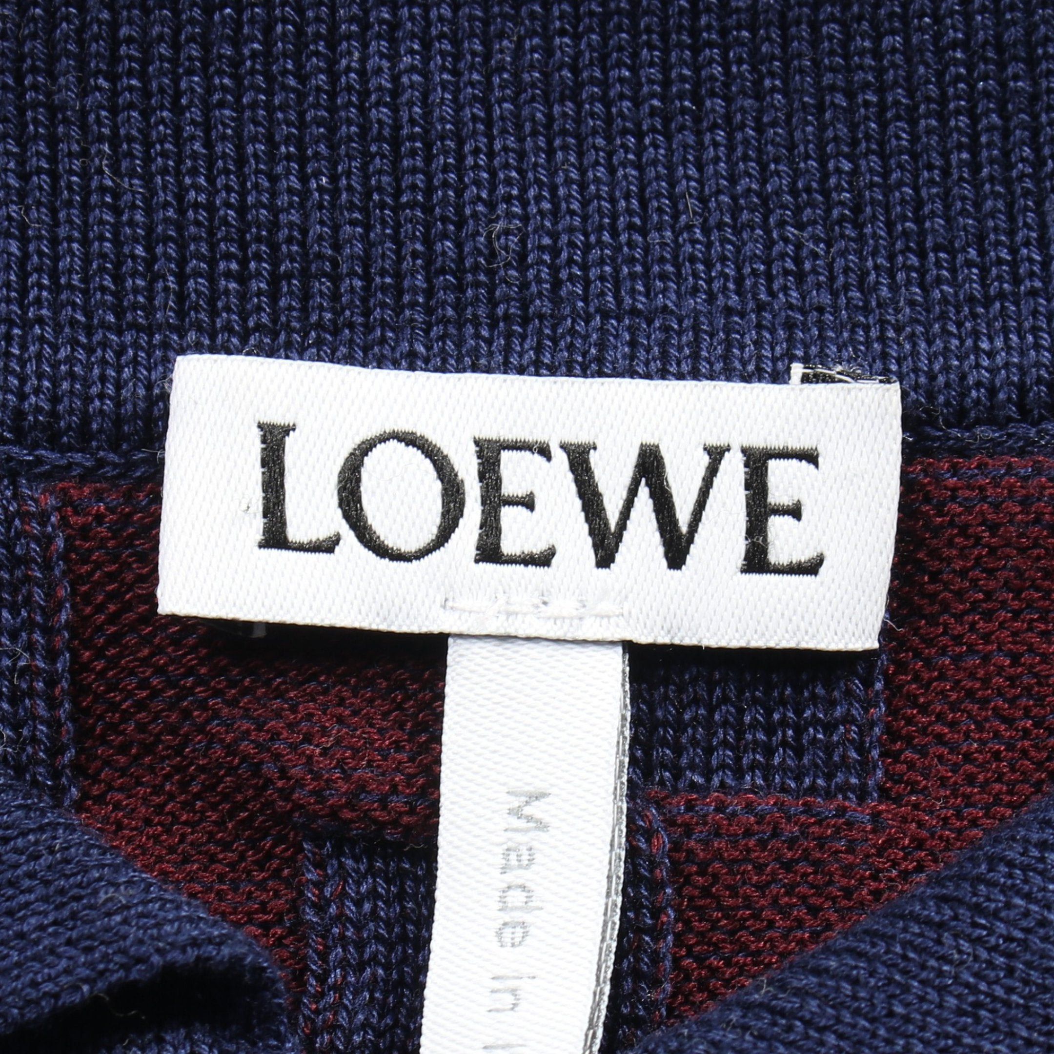 Loewe Loewe Polo Sweater Shirt Knit Short Sleeve All-Over Pattern Cotton Navy Bordeaux Size ONE SIZE - 3 Thumbnail