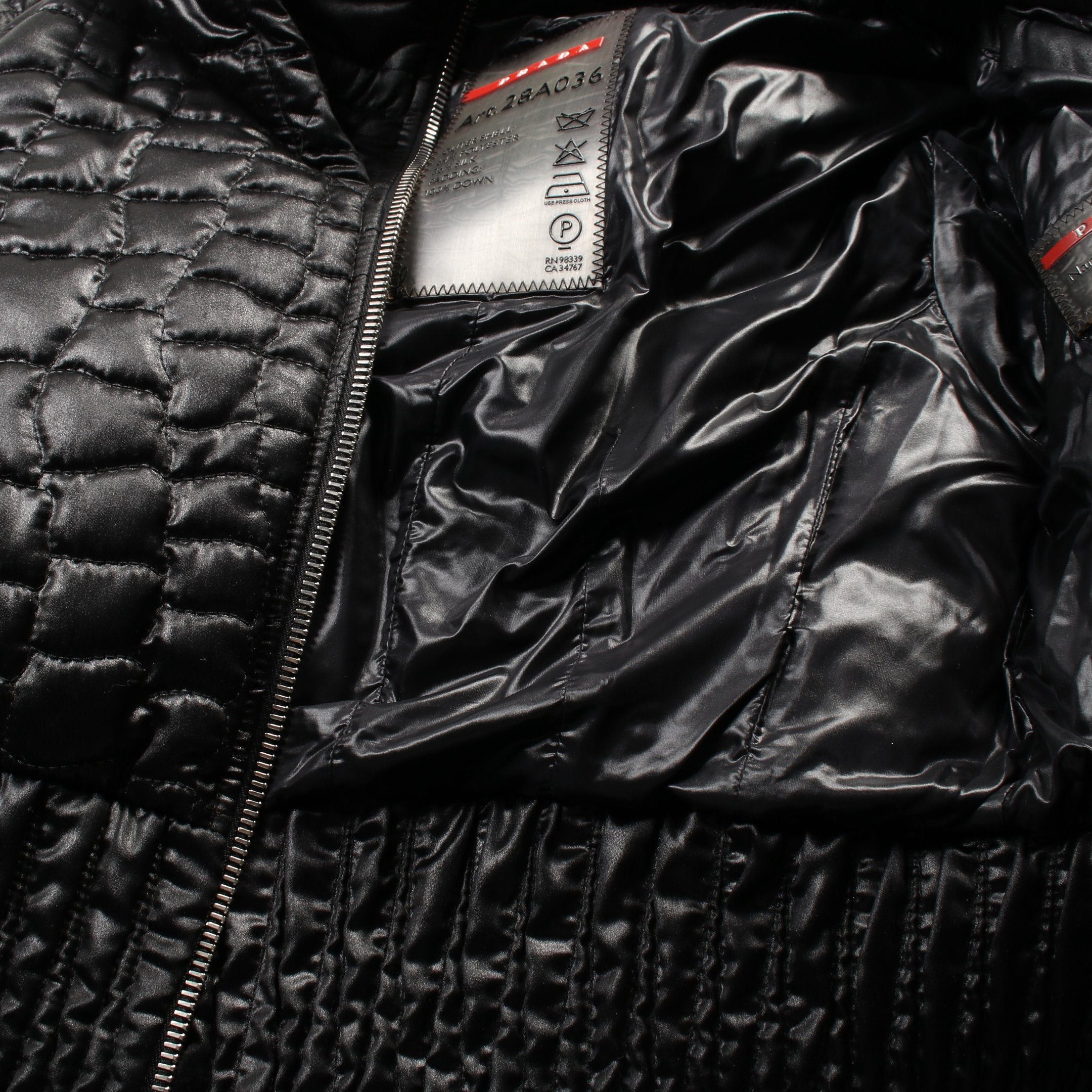 Prada Prada Down Jacket Silk Black Hooded Size ONE SIZE - 8 Thumbnail