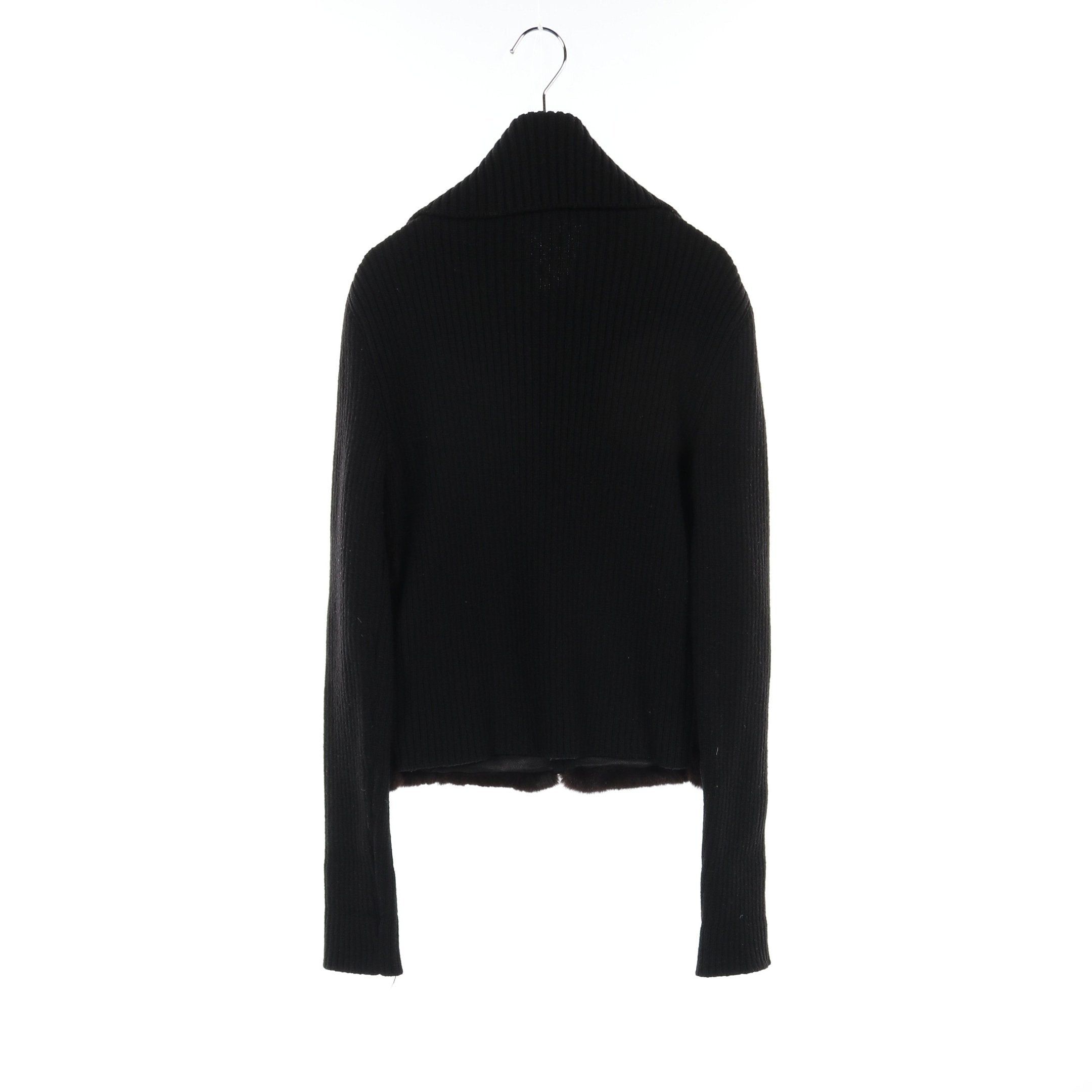 Louis Vuitton Louis Vuitton Knit Jacket Rabbit Fur Wool Black Dark Brown Zip Up Color-Block Size ONE SIZE - 2 Thumbnail