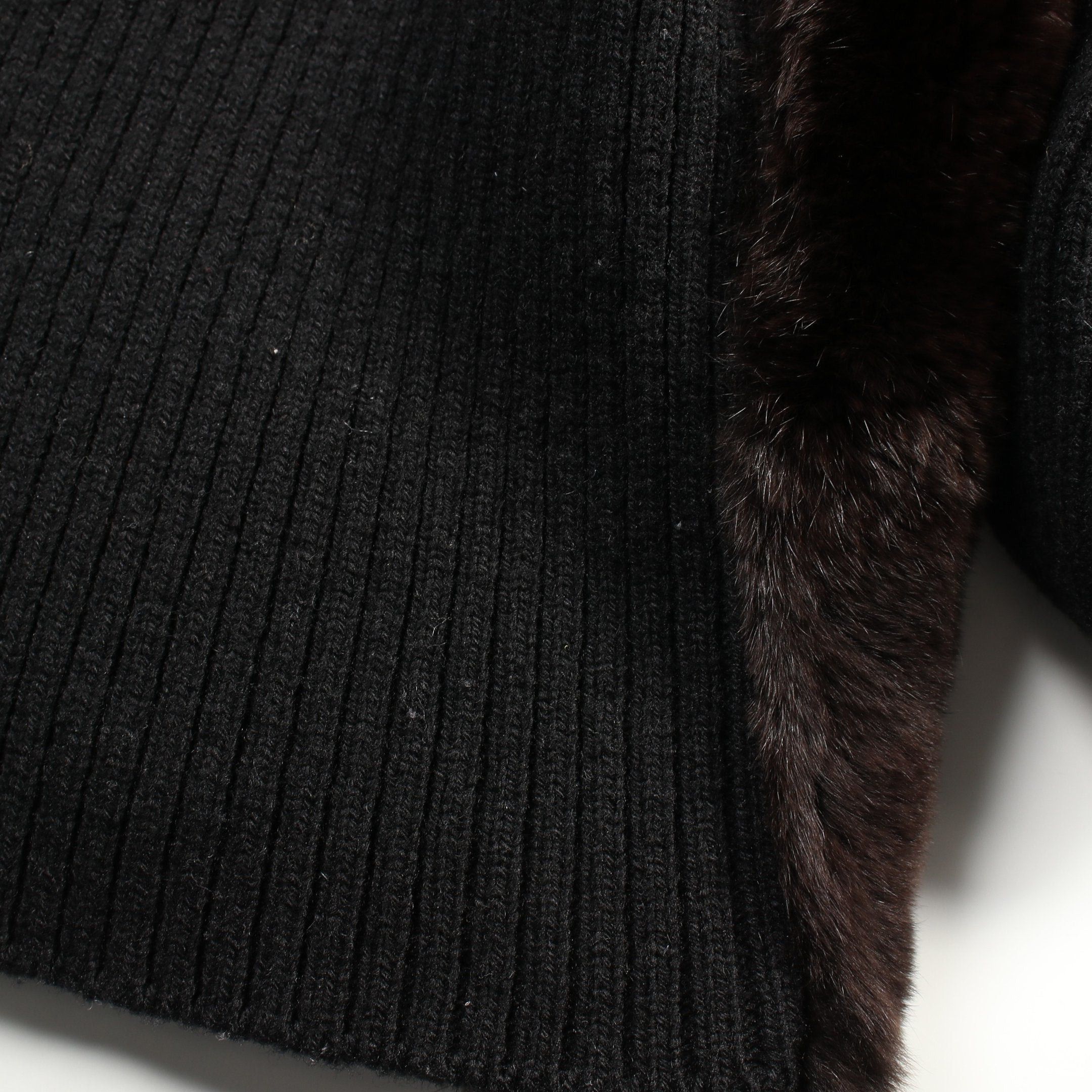 Louis Vuitton Louis Vuitton Knit Jacket Rabbit Fur Wool Black Dark Brown Zip Up Color-Block Size ONE SIZE - 8 Thumbnail