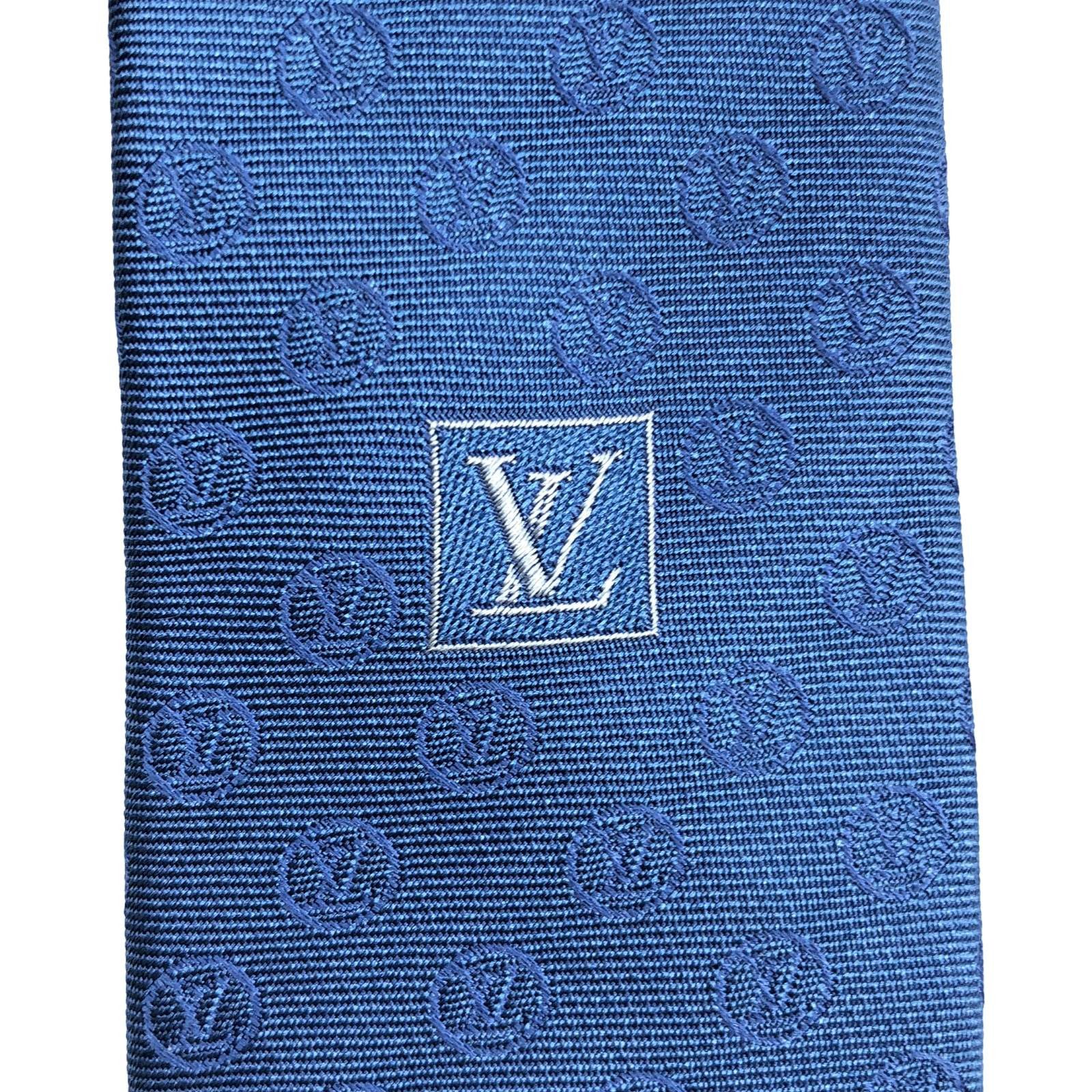 Louis Vuitton Louis Vuitton Tie Silk Blue Size ONE SIZE - 6 Thumbnail
