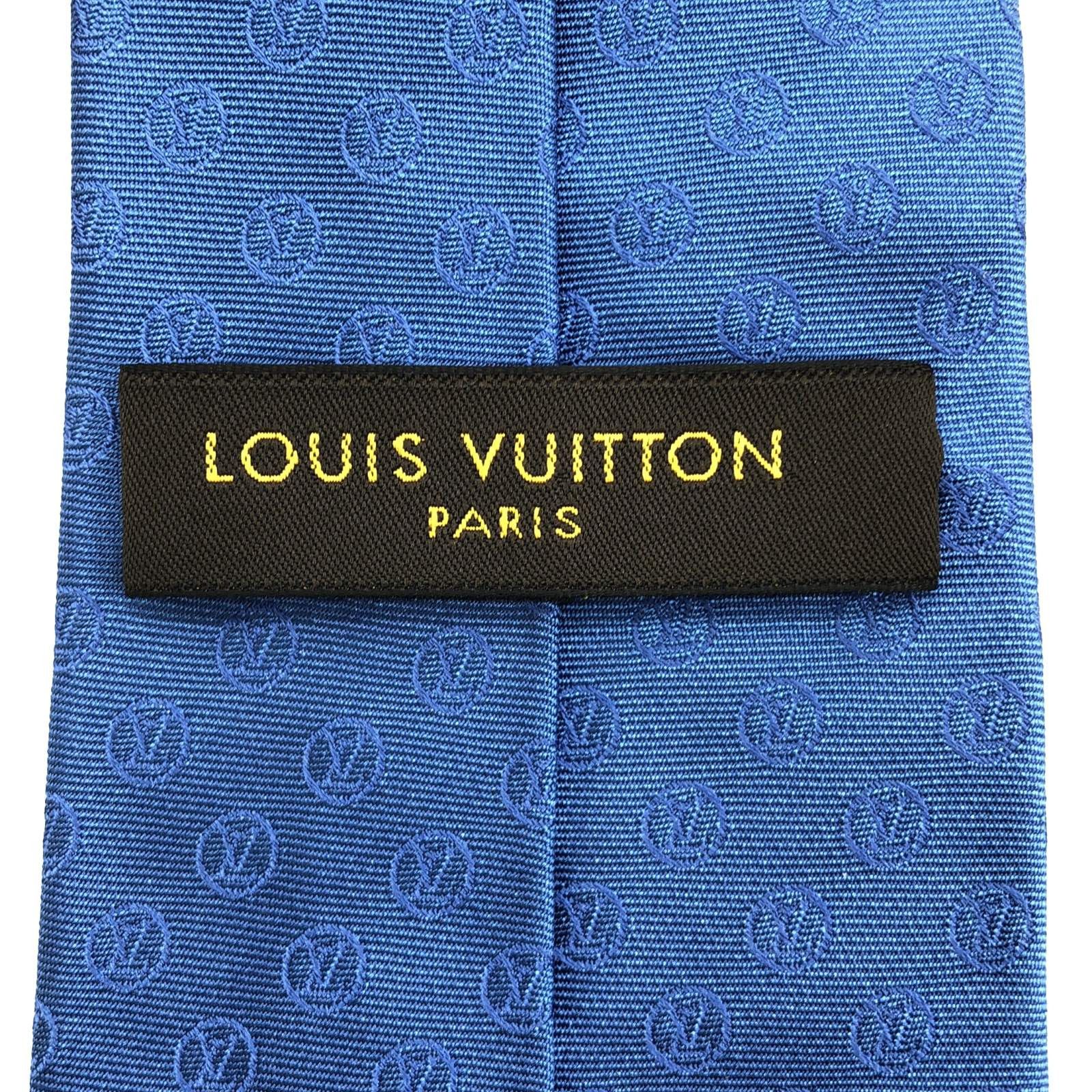 Louis Vuitton Louis Vuitton Tie Silk Blue Size ONE SIZE - 4 Thumbnail