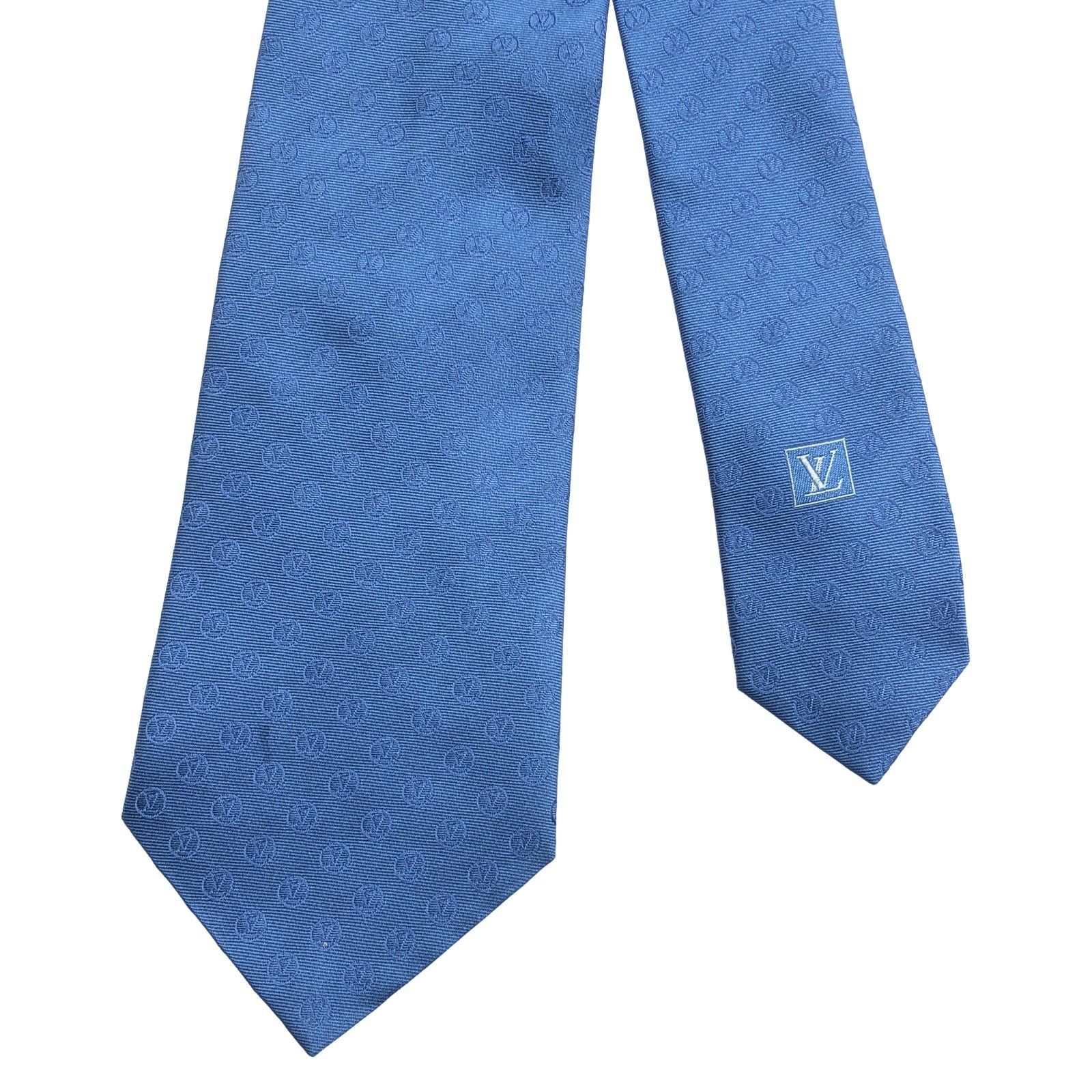 Louis Vuitton Louis Vuitton Tie Silk Blue Size ONE SIZE - 2 Thumbnail