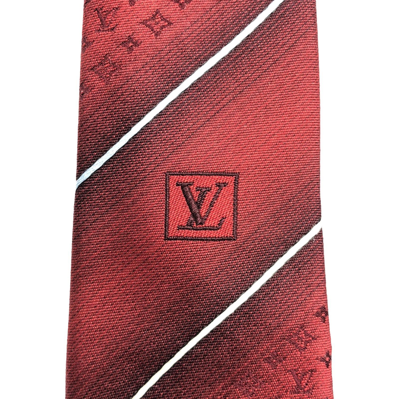 Louis Vuitton Louis Vuitton Tie Silk Red Size ONE SIZE - 4 Thumbnail