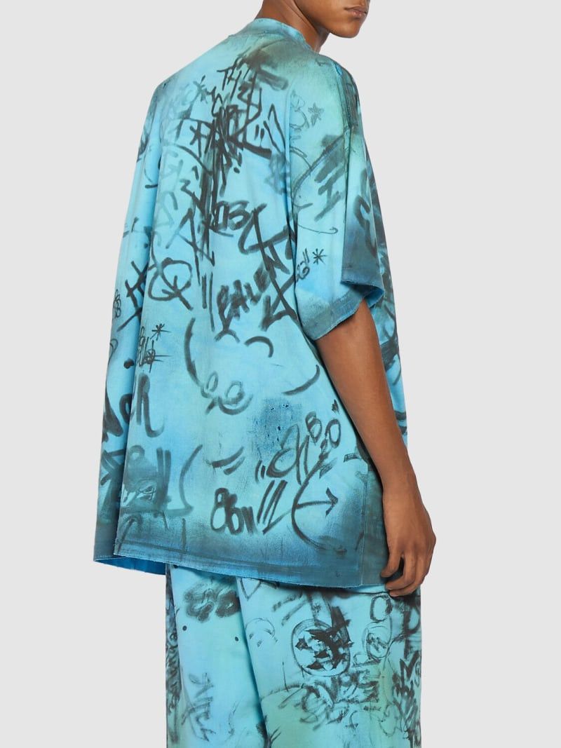 Balenciaga Skater Graffiti-Print T-Shirt in blue Size US S / EU 44-46 / 1 - 3 Thumbnail