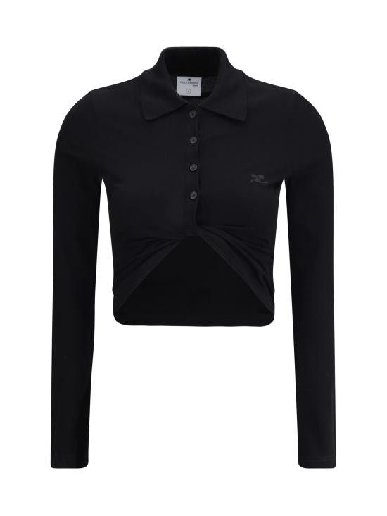 Courreges COURREGES Women Polo Shirts 225JPO048JS0193 9999 BLACK Size S / US 4 / IT 40 - 2 Thumbnail