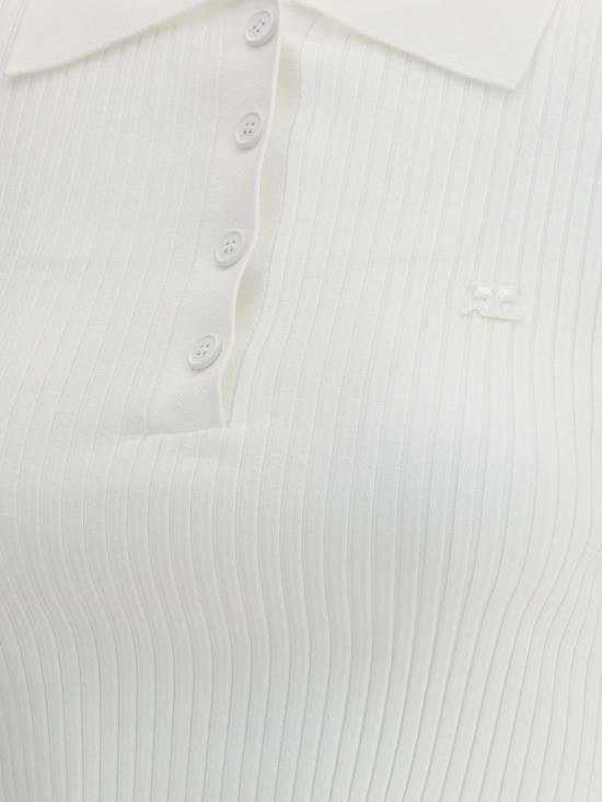 Courreges COURREGES Women Polo Shirts 125MPO046FI0001 0001 WHITE Size S / US 4 / IT 40 - 3 Thumbnail