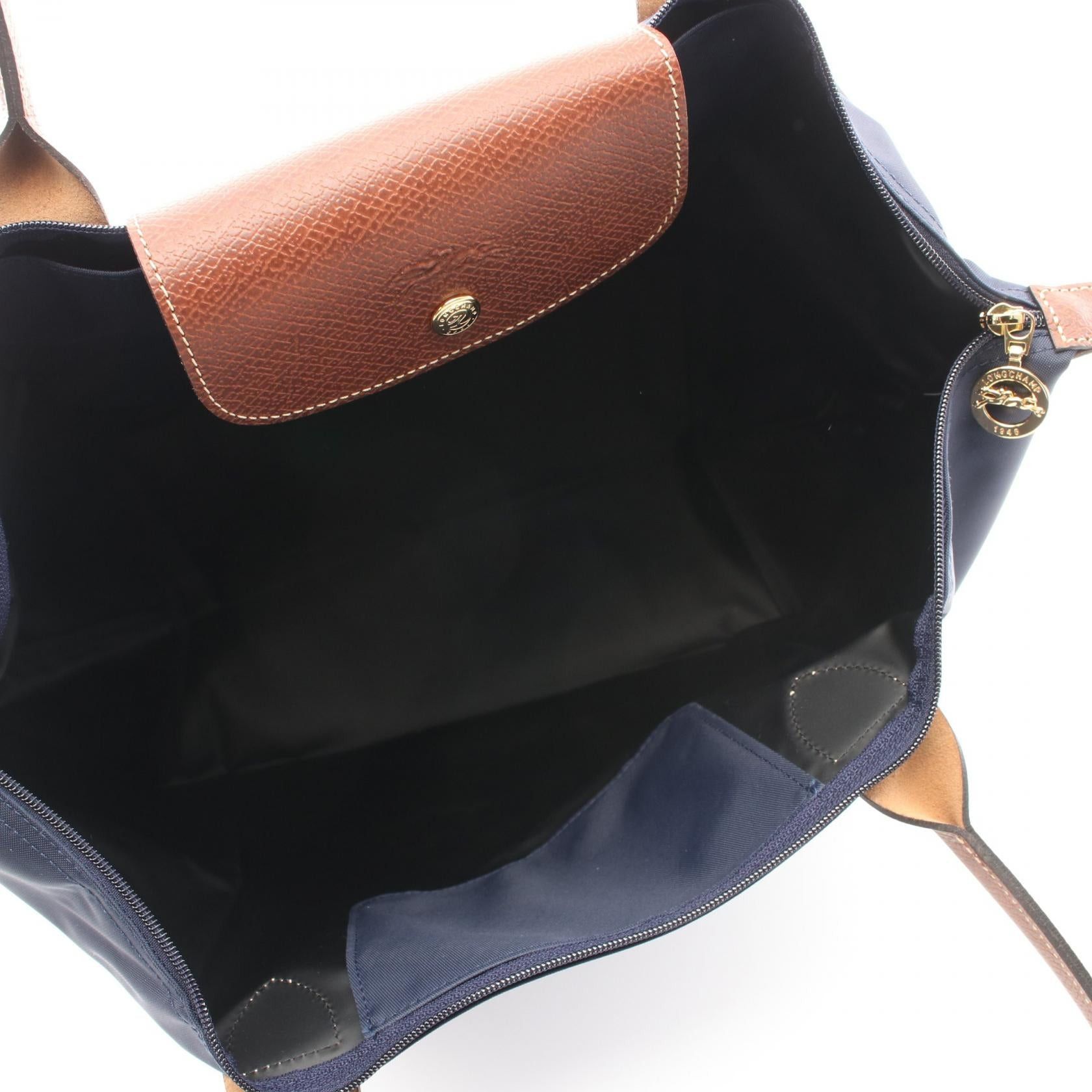 Longchamp Longchamp Le Preage Original L Handbag Tote Bag Canvas Leather Navy Brown Size ONE SIZE - 3 Thumbnail
