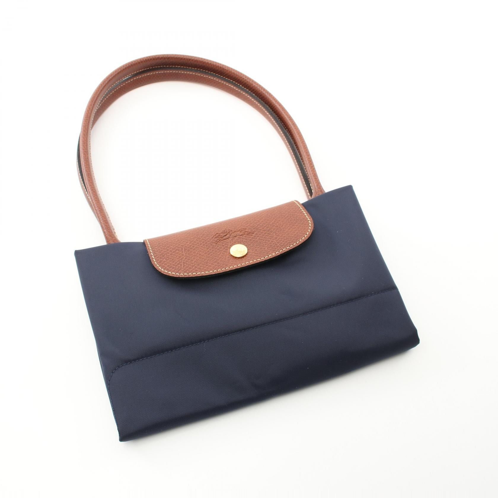 Longchamp Longchamp Le Preage Original L Handbag Tote Bag Canvas Leather Navy Brown Size ONE SIZE - 5 Thumbnail