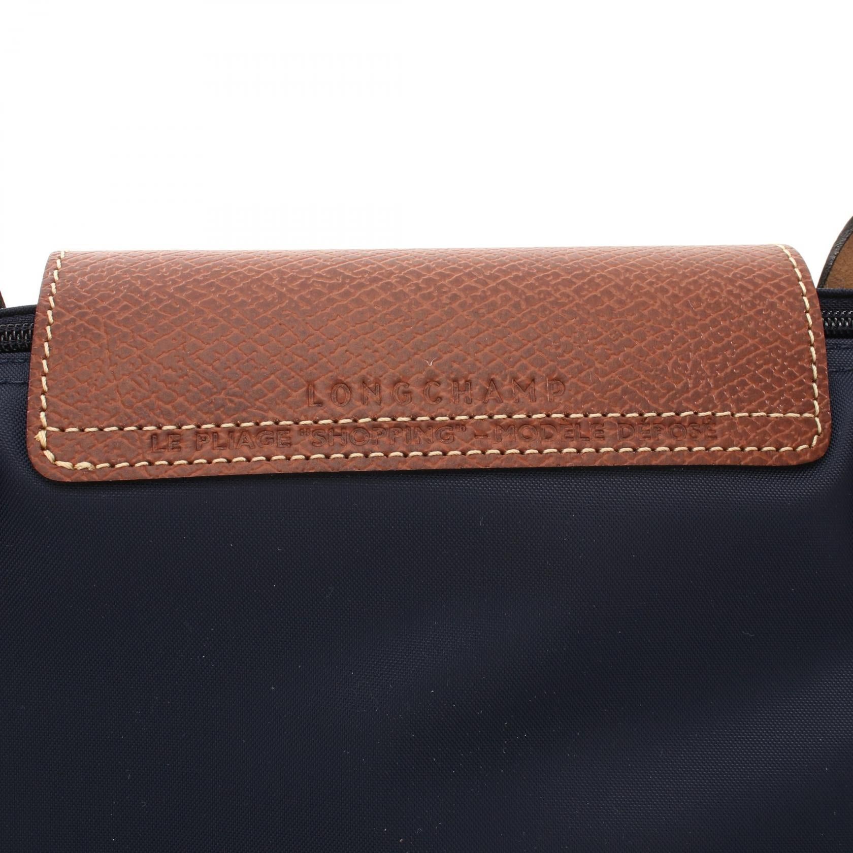 Longchamp Longchamp Le Preage Original L Handbag Tote Bag Canvas Leather Navy Brown Size ONE SIZE - 4 Thumbnail