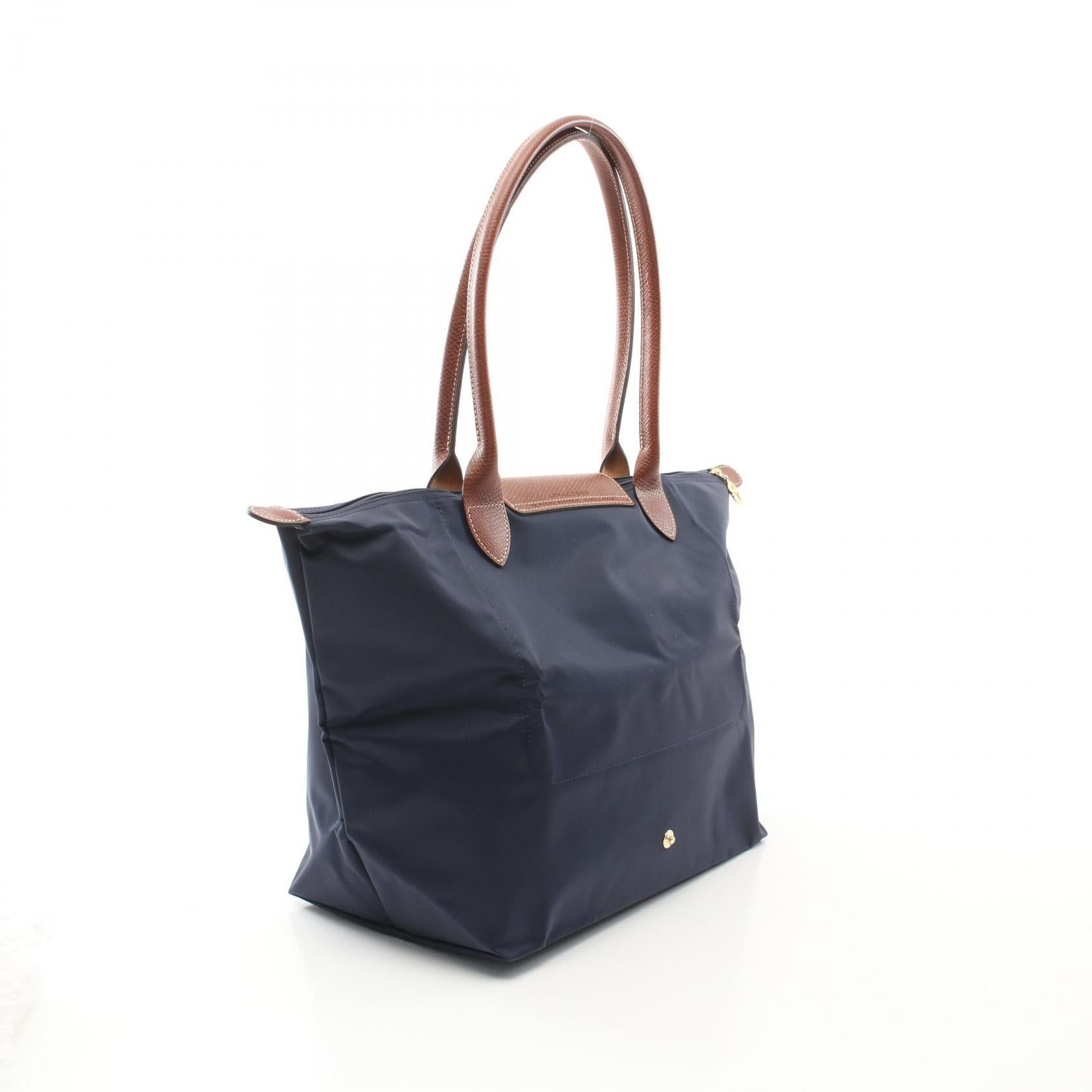 Longchamp Longchamp Le Preage Original L Handbag Tote Bag Canvas Leather Navy Brown Size ONE SIZE - 2 Thumbnail