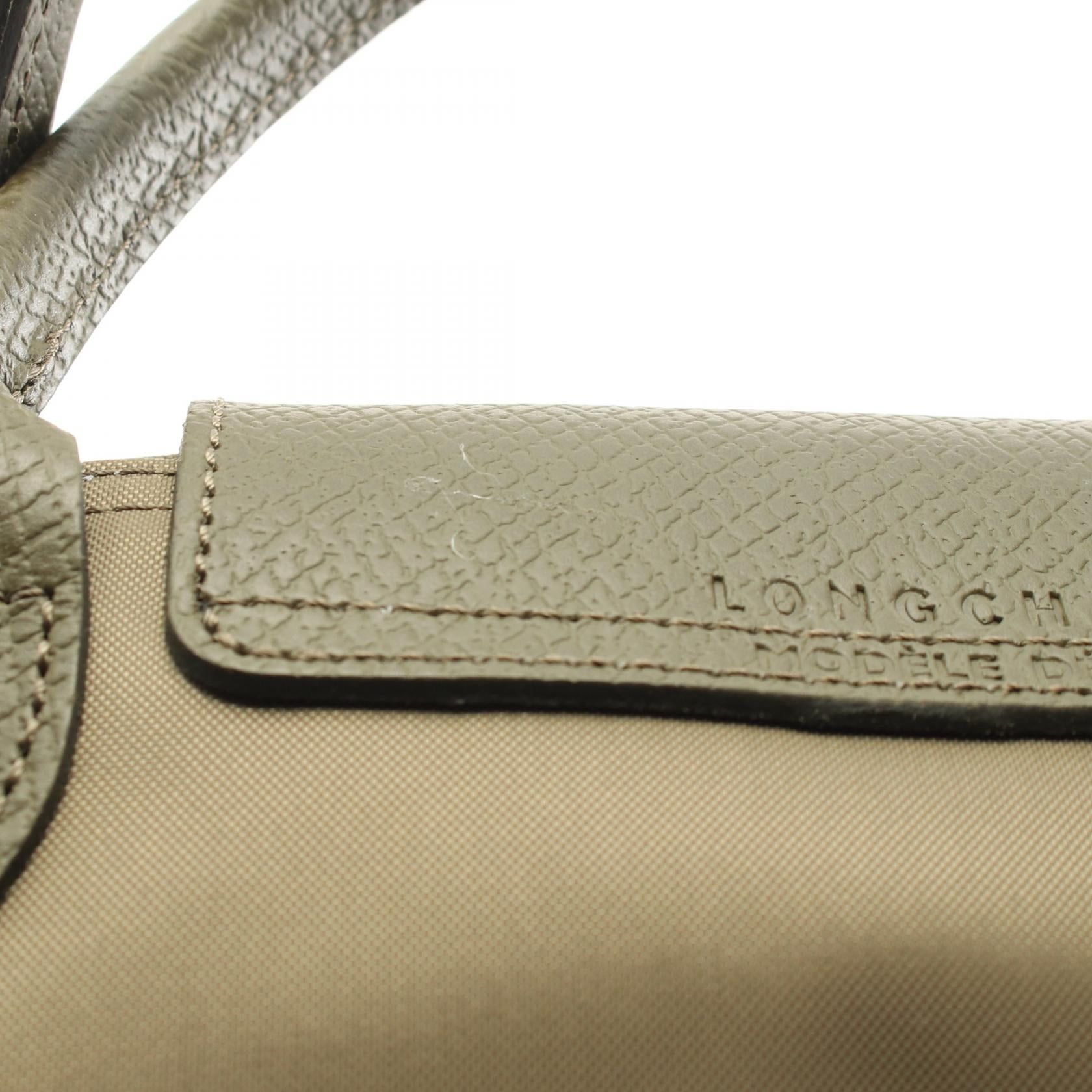 Longchamp Longchamp Le Preage Green M Shopping Bag Handbag Tote Fabric Leather Khaki Size ONE SIZE - 7 Thumbnail