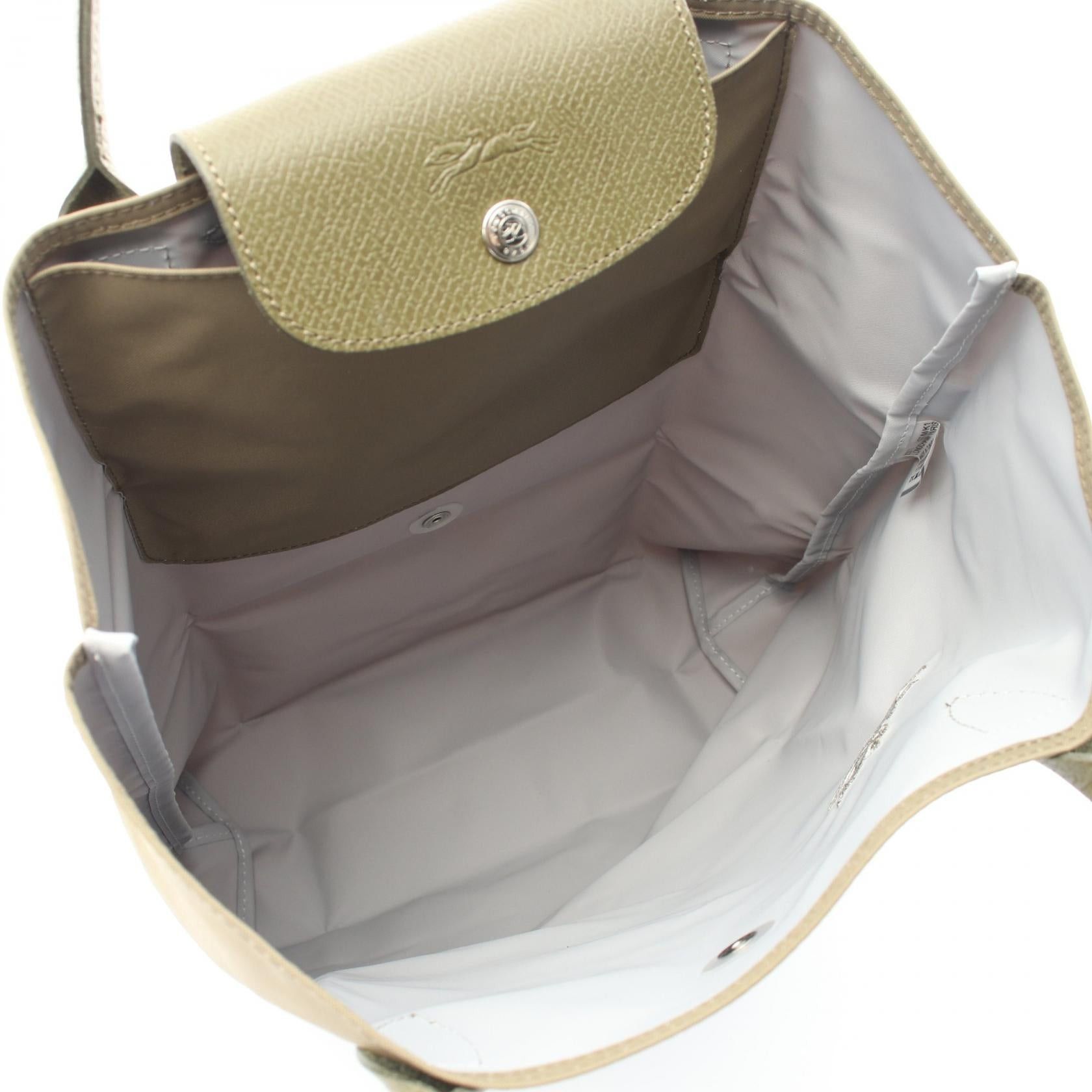 Longchamp Longchamp Le Preage Green M Shopping Bag Handbag Tote Fabric Leather Khaki Size ONE SIZE - 3 Thumbnail