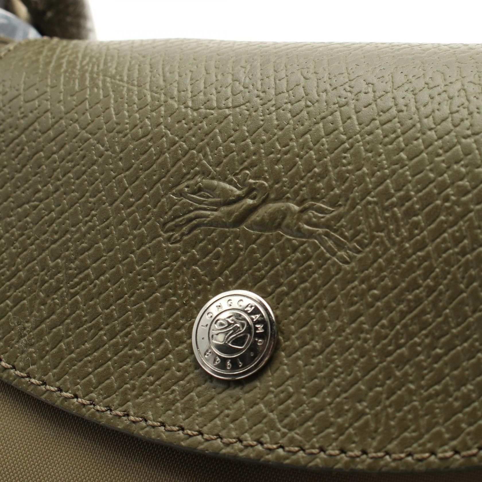 Longchamp Longchamp Le Preage Green M Shopping Bag Handbag Tote Fabric Leather Khaki Size ONE SIZE - 10 Thumbnail