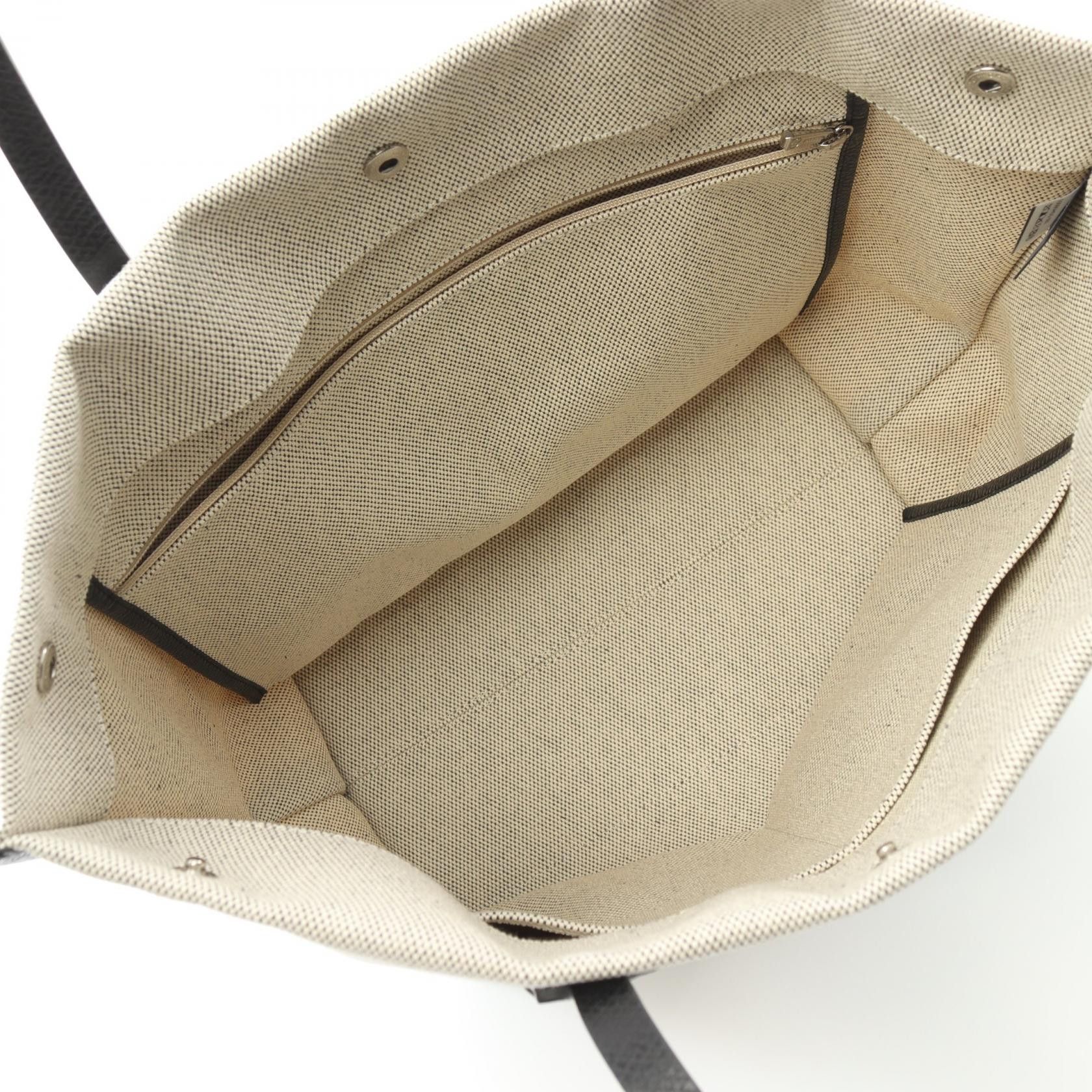 Longchamp Longchamp Essential L Handbag Tote Bag Fabric Leather Beige Black Size ONE SIZE - 3 Thumbnail