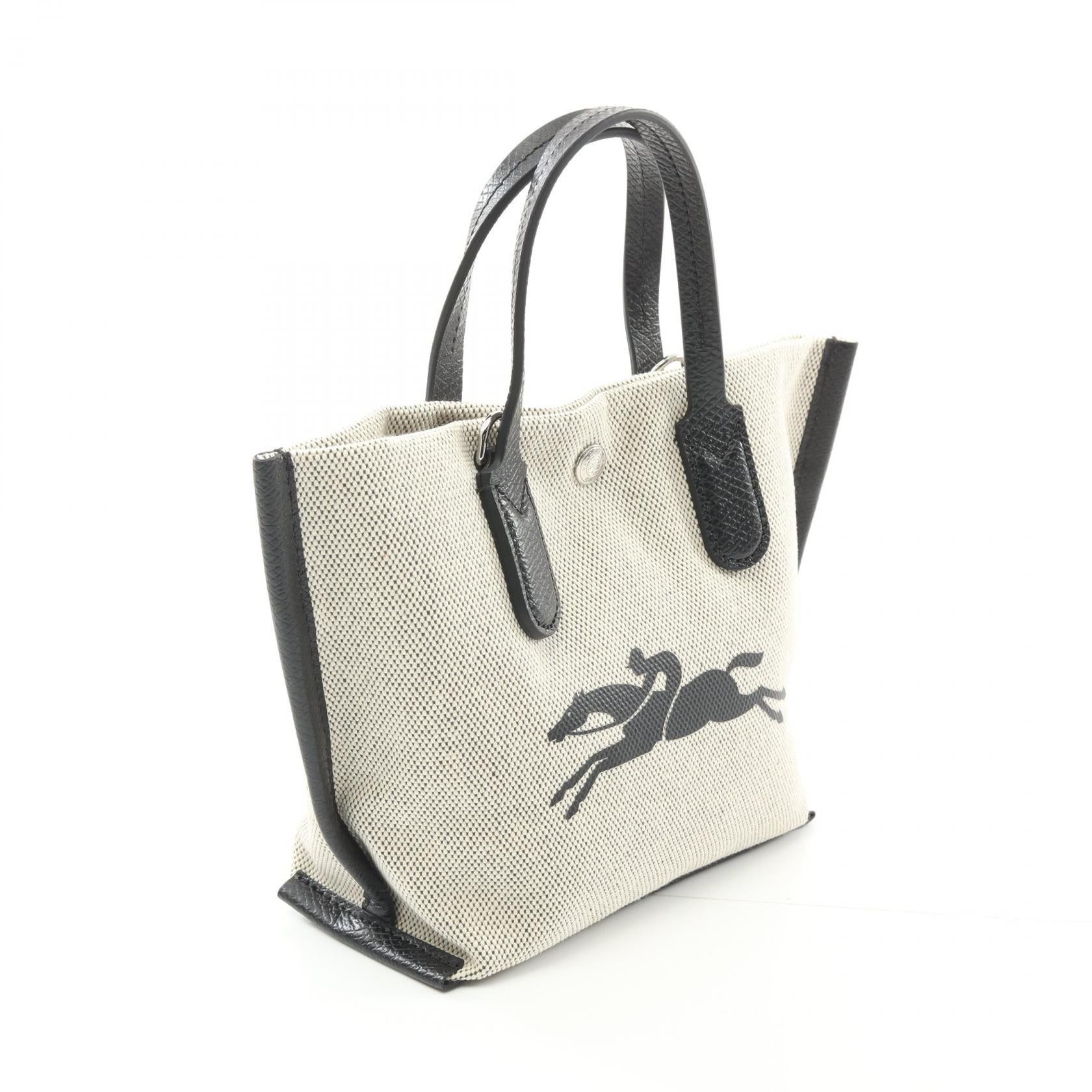 Longchamp Longchamp Essential Xs Top Handle Bag Handbag Canvas Leather Beige Black Size ONE SIZE - 2 Thumbnail