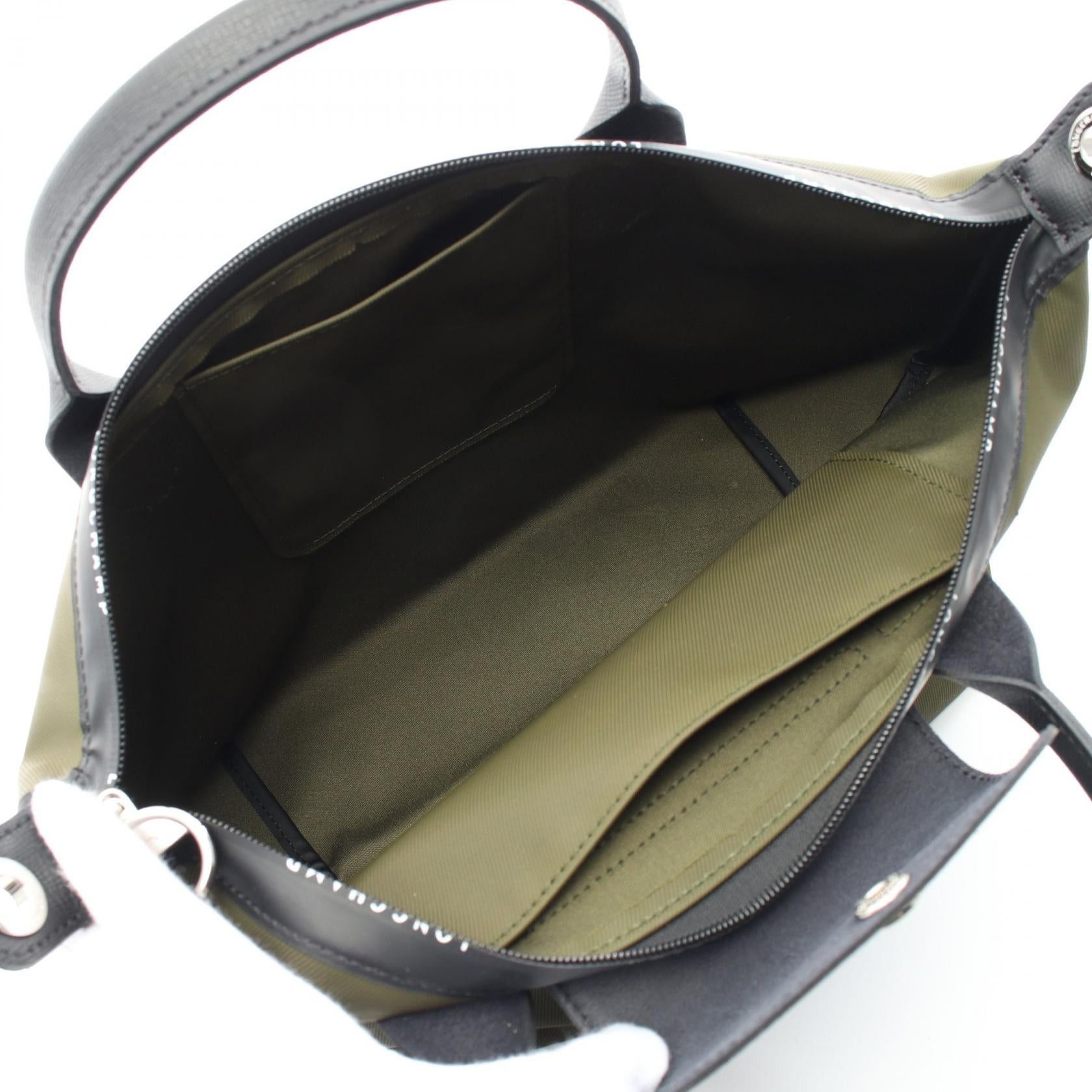 Longchamp Longchamp Le Preage Energy S Top Handle Handbag Tote Bag Canvas Leather Khaki Green Black Size ONE SIZE - 3 Thumbnail